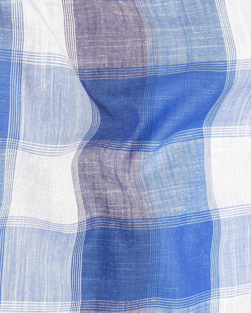 San Marino Blue and White Plaid Chambray Shirt