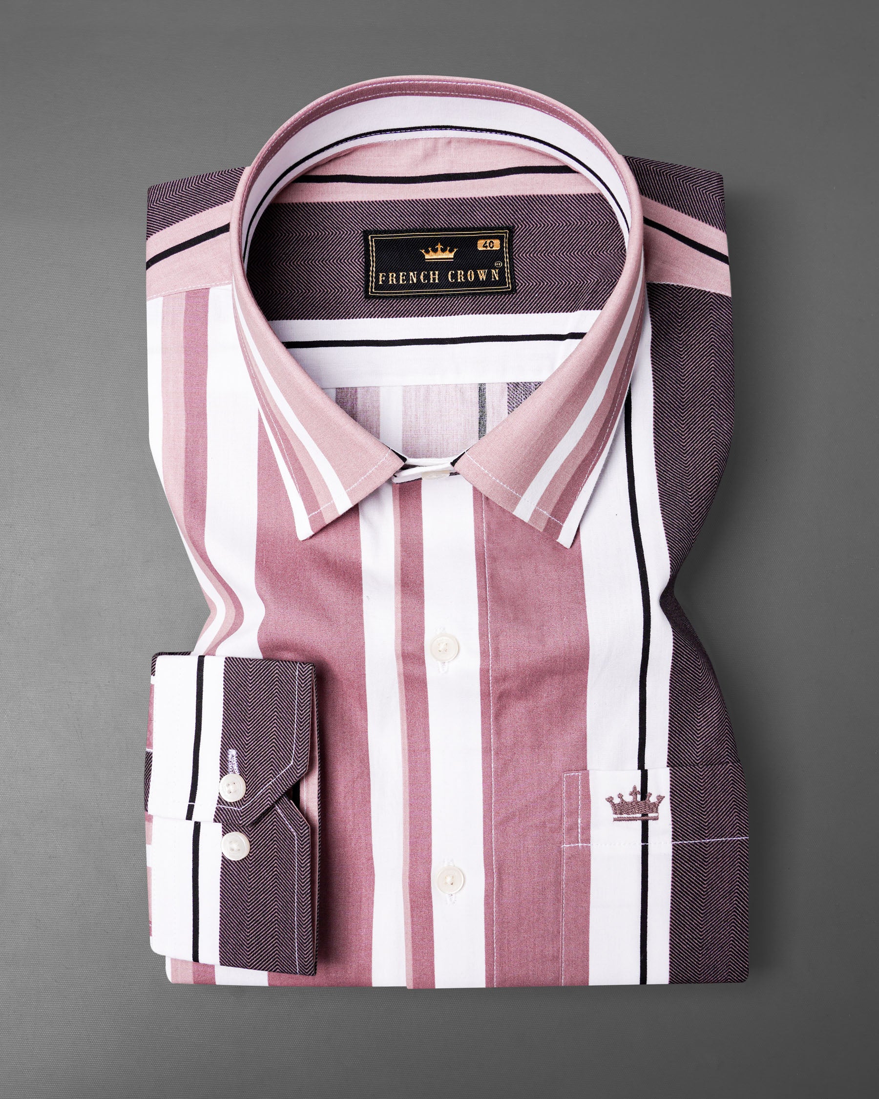 Bouquet with Melaine Pink Striped Premium Cotton Shirt