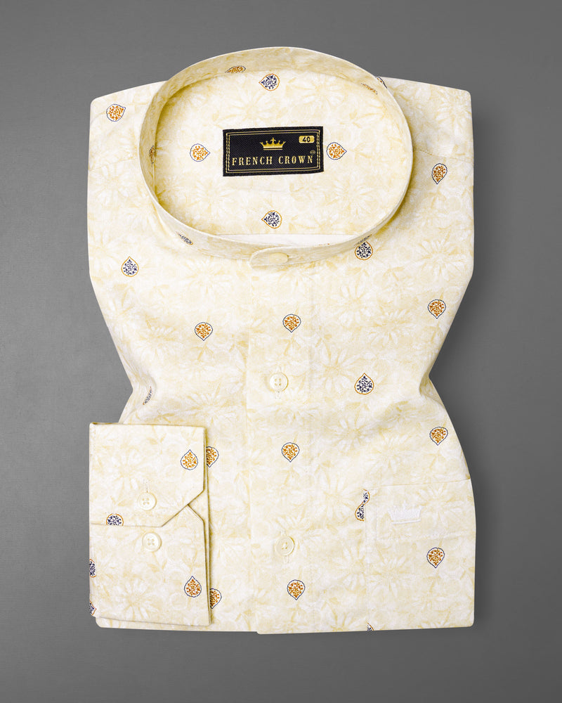 Sidecar Subtle Floral Printed Premium Cotton Shirt