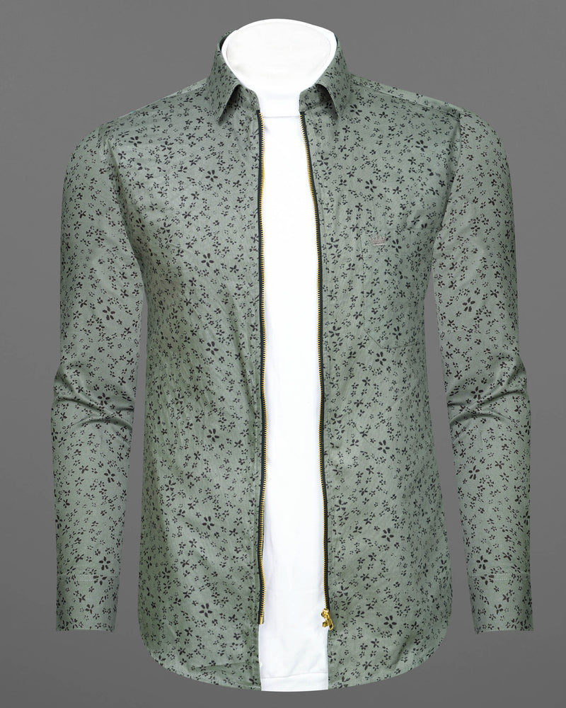 Stack Green Ditzy Royal Oxford zipper Overshirt