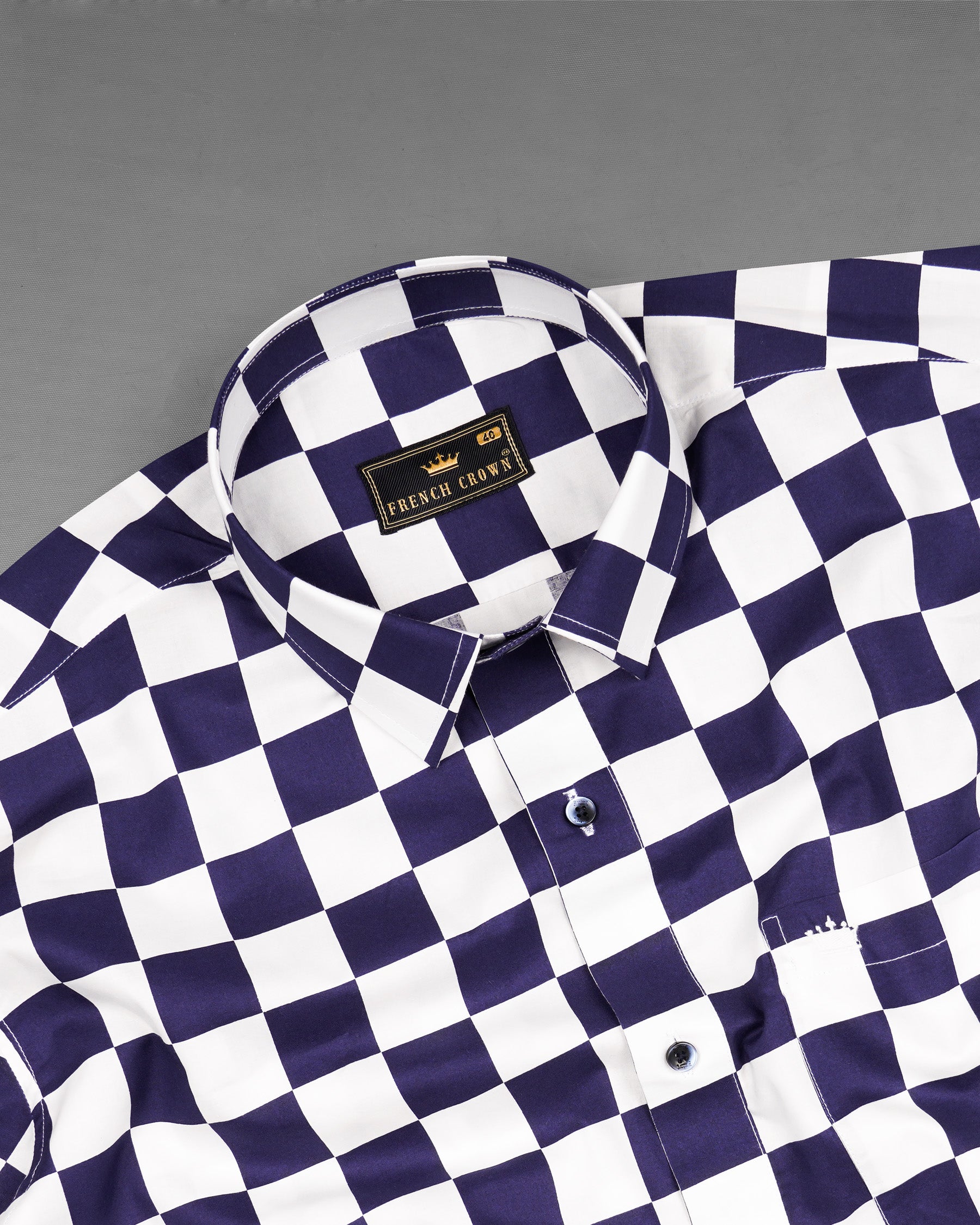 Tuna Blue and White Checked Premium Cotton Shirt