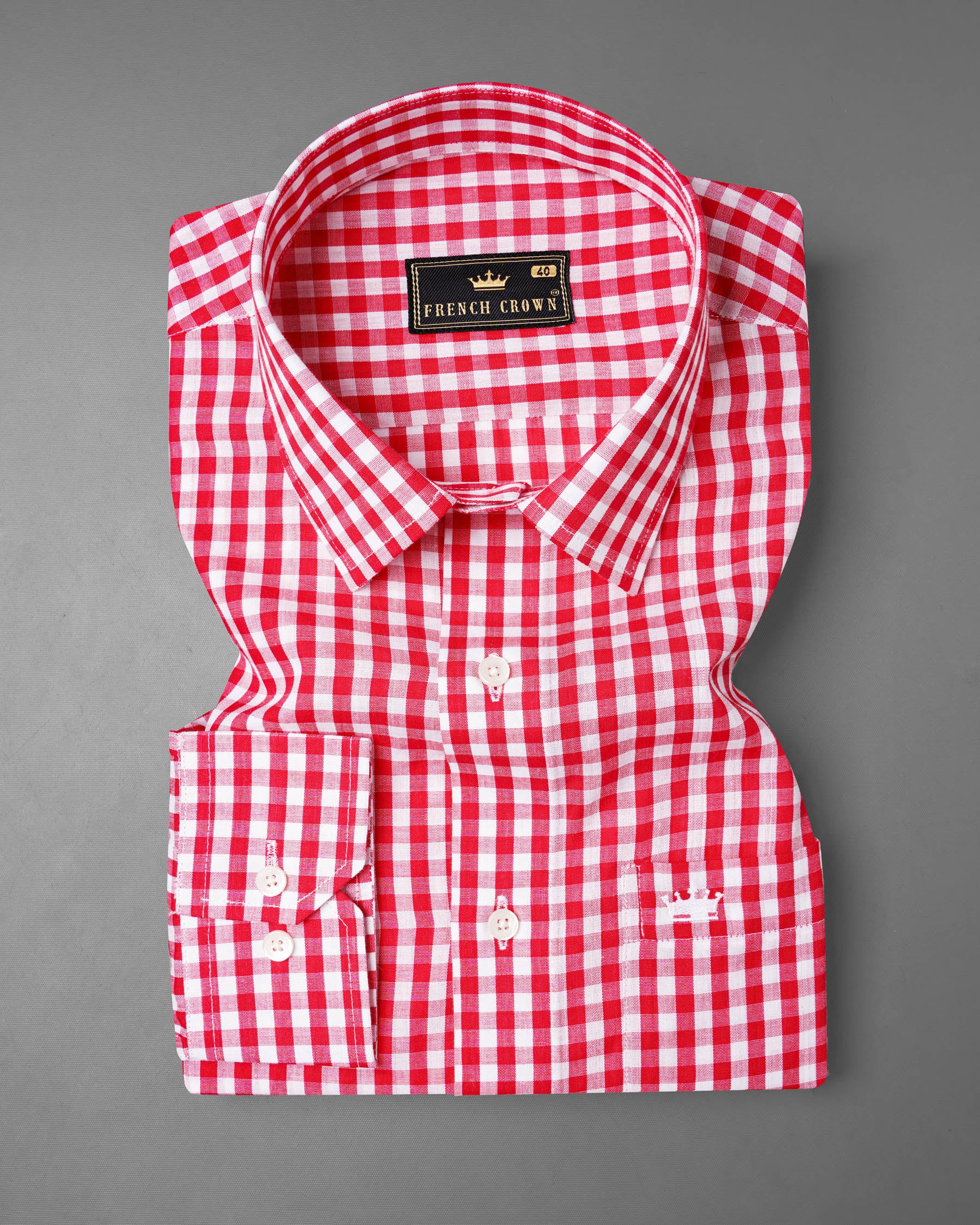 Flush Mahogany Red with White Gingham Checkered Premium Cotton Shirt 7444-38, 7444-H-38, 7444-39, 7444-H-39, 7444-40, 7444-H-40, 7444-42, 7444-H-42, 7444-44, 7444-H-44, 7444-46, 7444-H-46, 7444-48, 7444-H-48, 7444-50, 7444-H-50, 7444-52, 7444-H-52