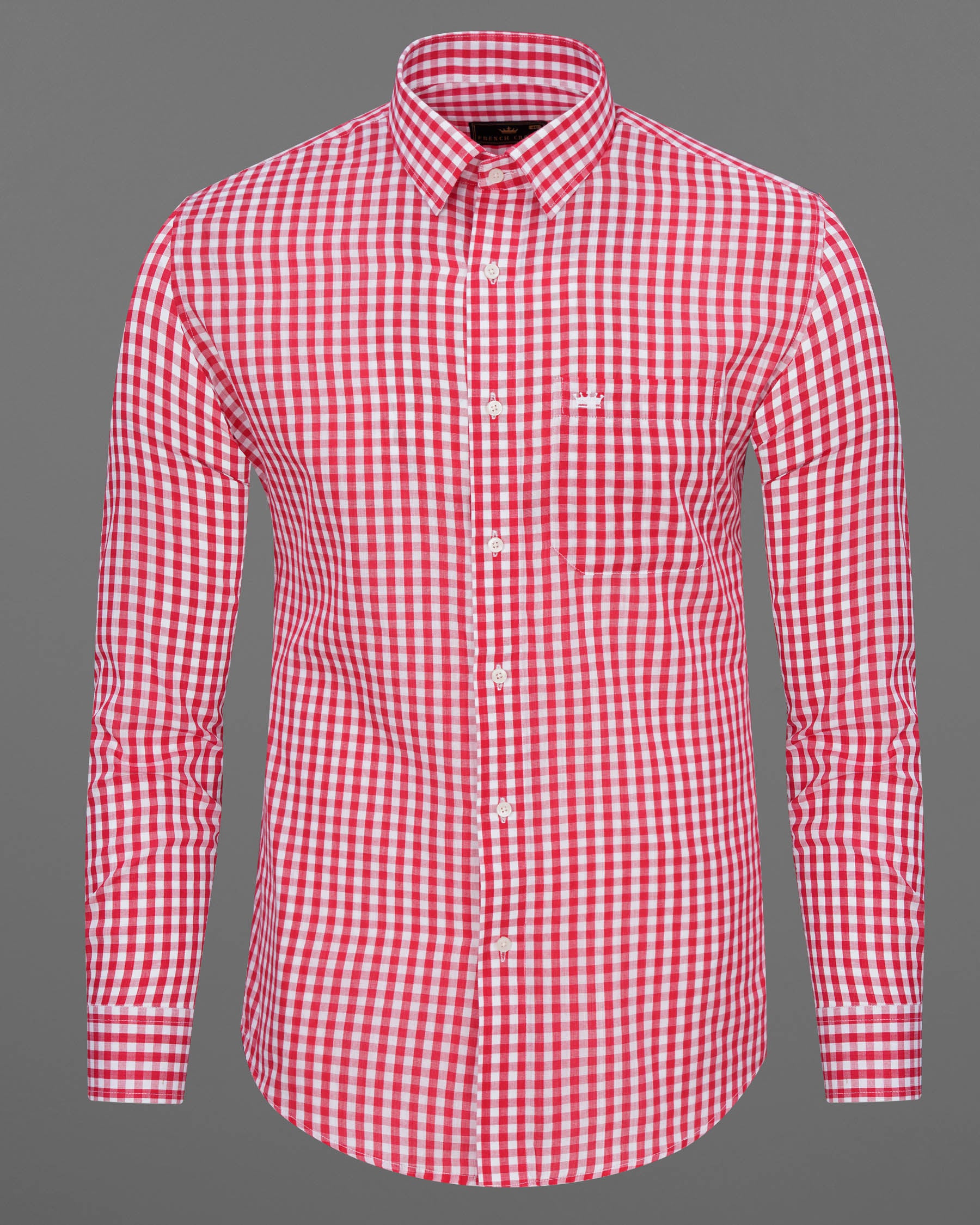 Flush Mahogany Red with White Gingham Checkered Premium Cotton Shirt 7444-38, 7444-H-38, 7444-39, 7444-H-39, 7444-40, 7444-H-40, 7444-42, 7444-H-42, 7444-44, 7444-H-44, 7444-46, 7444-H-46, 7444-48, 7444-H-48, 7444-50, 7444-H-50, 7444-52, 7444-H-52