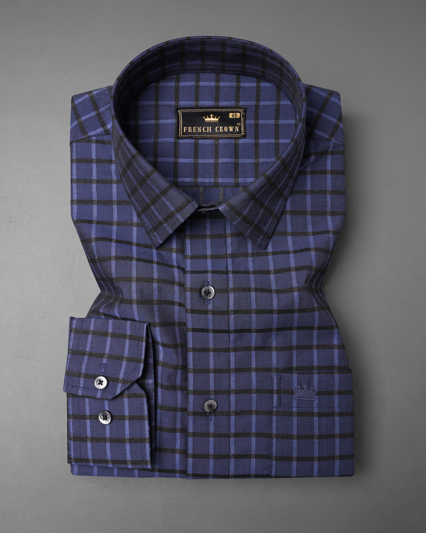 Gunmetal Blue Checkered Dobby Textured Premium Giza Cotton Shirt 7446-BLK-38, 7446-BLK-H-38, 7446-BLK-39, 7446-BLK-H-39, 7446-BLK-40, 7446-BLK-H-40, 7446-BLK-42, 7446-BLK-H-42, 7446-BLK-44, 7446-BLK-H-44, 7446-BLK-46, 7446-BLK-H-46, 7446-BLK-48, 7446-BLK-H-48, 7446-BLK-50, 7446-BLK-H-50, 7446-BLK-52, 7446-BLK-H-52