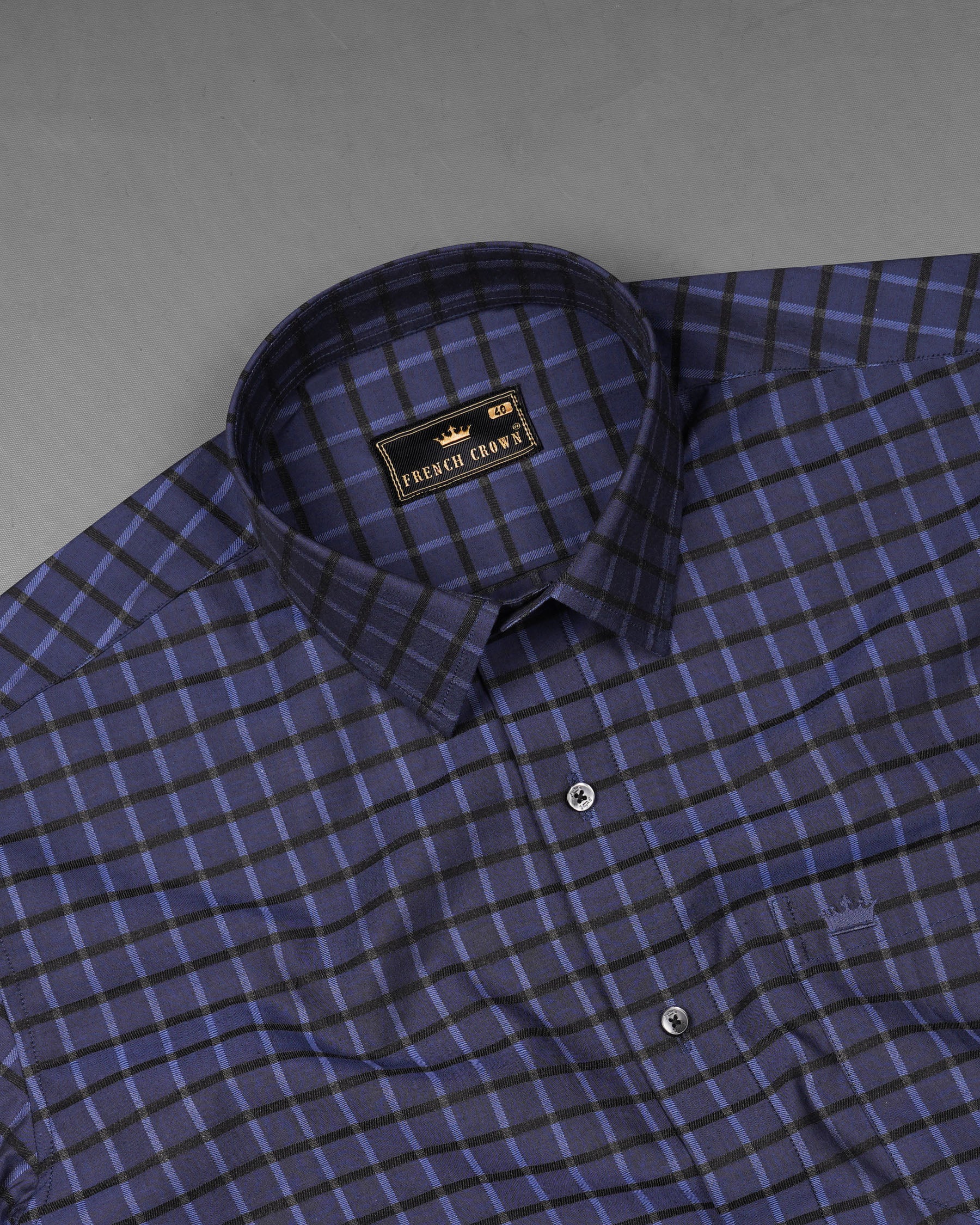 Gunmetal Blue Checkered Dobby Textured Premium Giza Cotton Shirt 7446-BLK-38, 7446-BLK-H-38, 7446-BLK-39, 7446-BLK-H-39, 7446-BLK-40, 7446-BLK-H-40, 7446-BLK-42, 7446-BLK-H-42, 7446-BLK-44, 7446-BLK-H-44, 7446-BLK-46, 7446-BLK-H-46, 7446-BLK-48, 7446-BLK-H-48, 7446-BLK-50, 7446-BLK-H-50, 7446-BLK-52, 7446-BLK-H-52