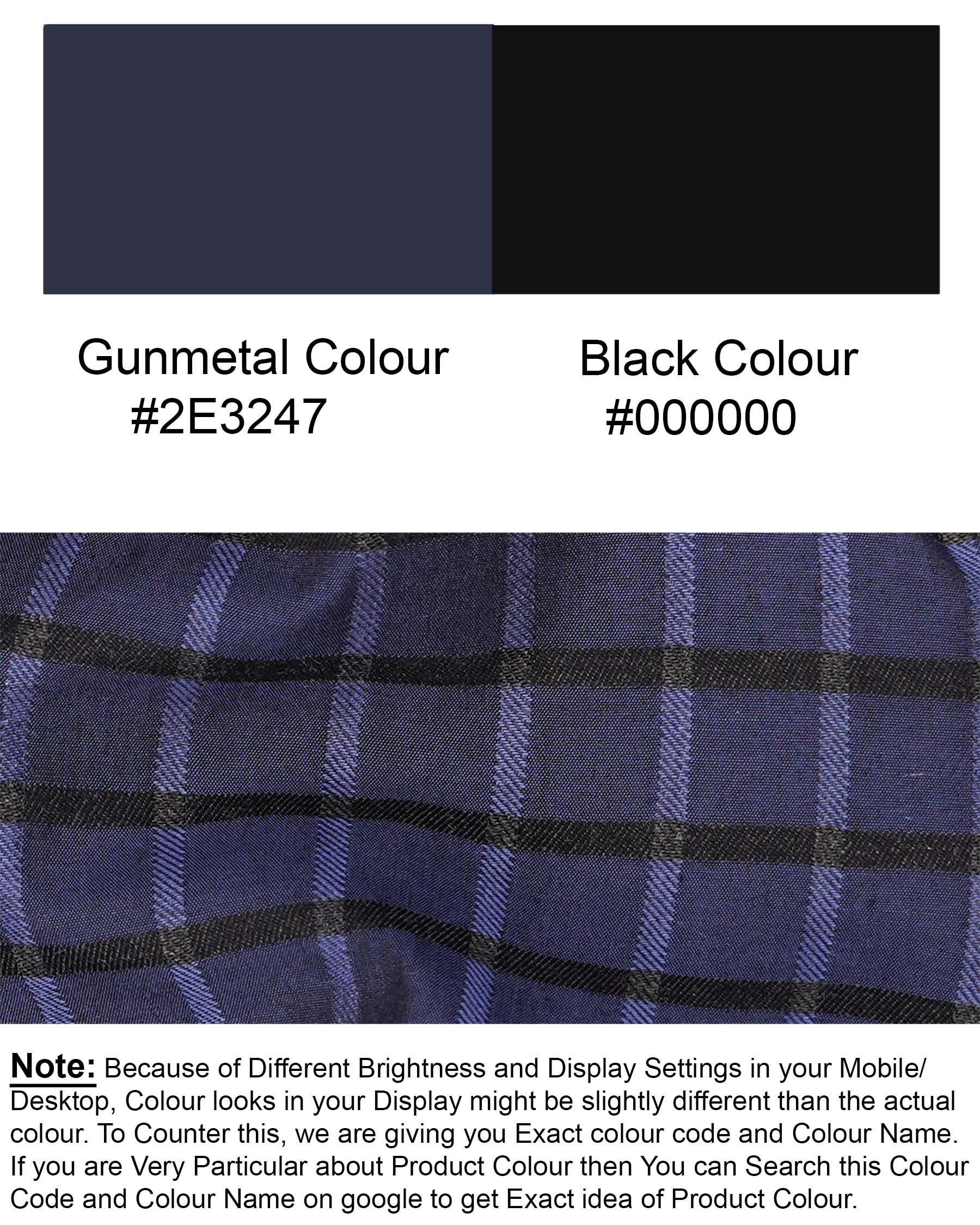 Gunmetal Blue Checkered Dobby Textured Premium Giza Cotton Shirt 7446-BLK-38, 7446-BLK-H-38, 7446-BLK-39, 7446-BLK-H-39, 7446-BLK-40, 7446-BLK-H-40, 7446-BLK-42, 7446-BLK-H-42, 7446-BLK-44, 7446-BLK-H-44, 7446-BLK-46, 7446-BLK-H-46, 7446-BLK-48, 7446-BLK-H-48, 7446-BLK-50, 7446-BLK-H-50, 7446-BLK-52, 7446-BLK-H-52