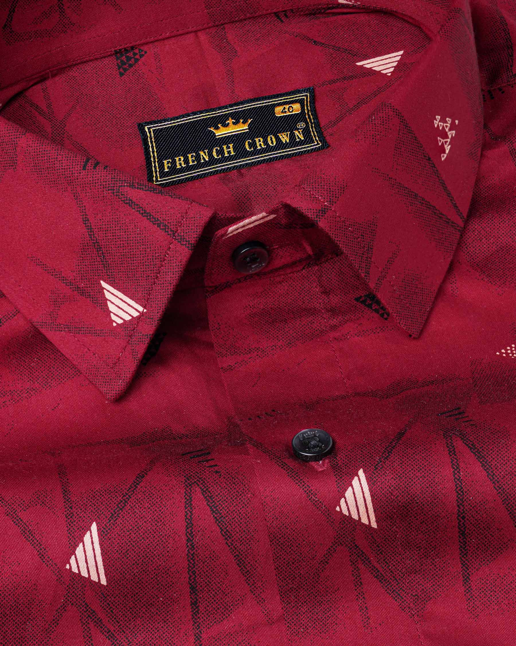 Mandarin Red Colour with Printed Super Soft Premium Cotton Shirt