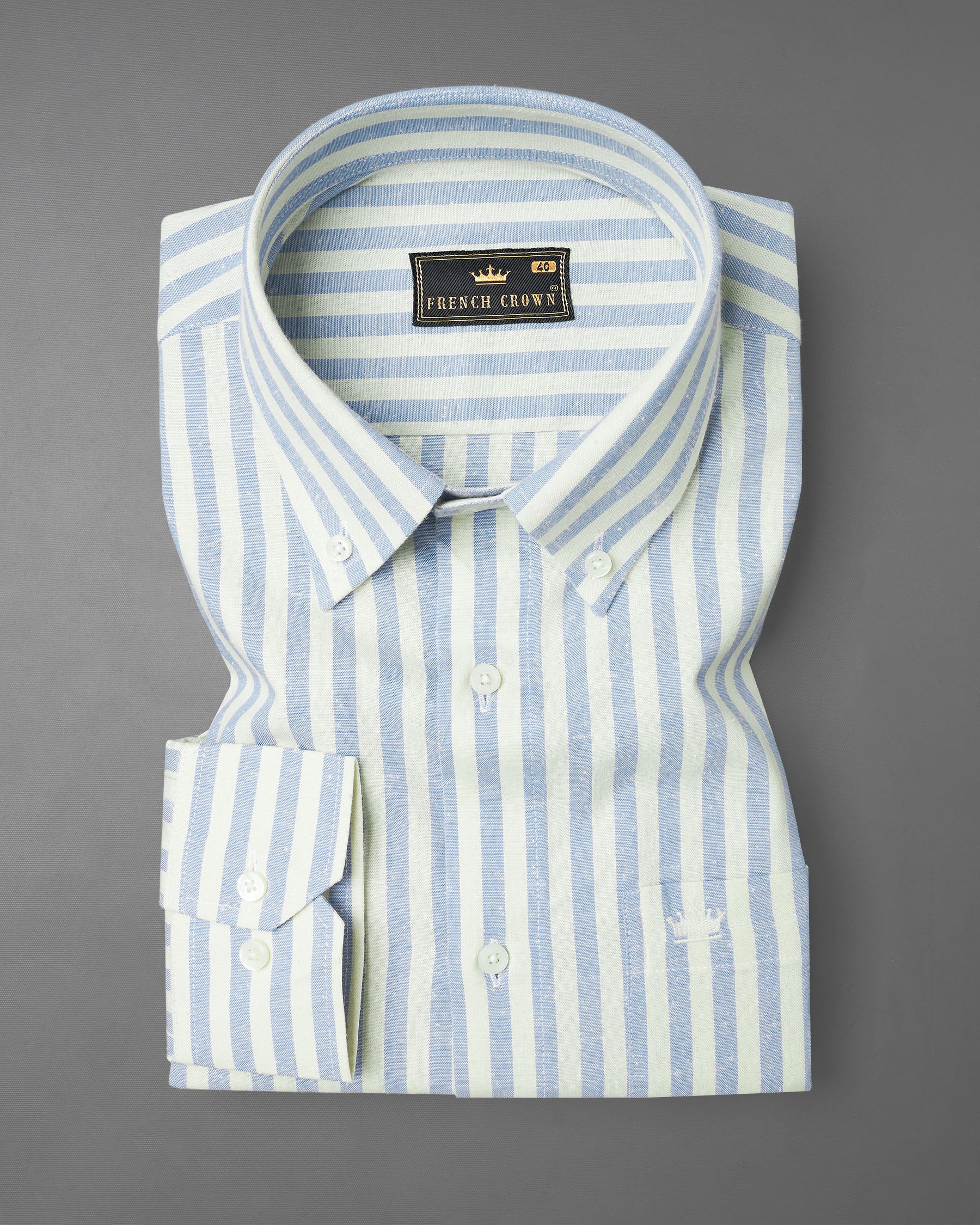 Geyser Blue and off White Striped Luxurious Linen Shirt  7456-BD-38, 7456-BD-H-38, 7456-BD-39, 7456-BD-H-39, 7456-BD-40, 7456-BD-H-40, 7456-BD-42, 7456-BD-H-42, 7456-BD-44, 7456-BD-H-44, 7456-BD-46, 7456-BD-H-46, 7456-BD-48, 7456-BD-H-48, 7456-BD-50, 7456-BD-H-50, 7456-BD-52, 7456-BD-H-52