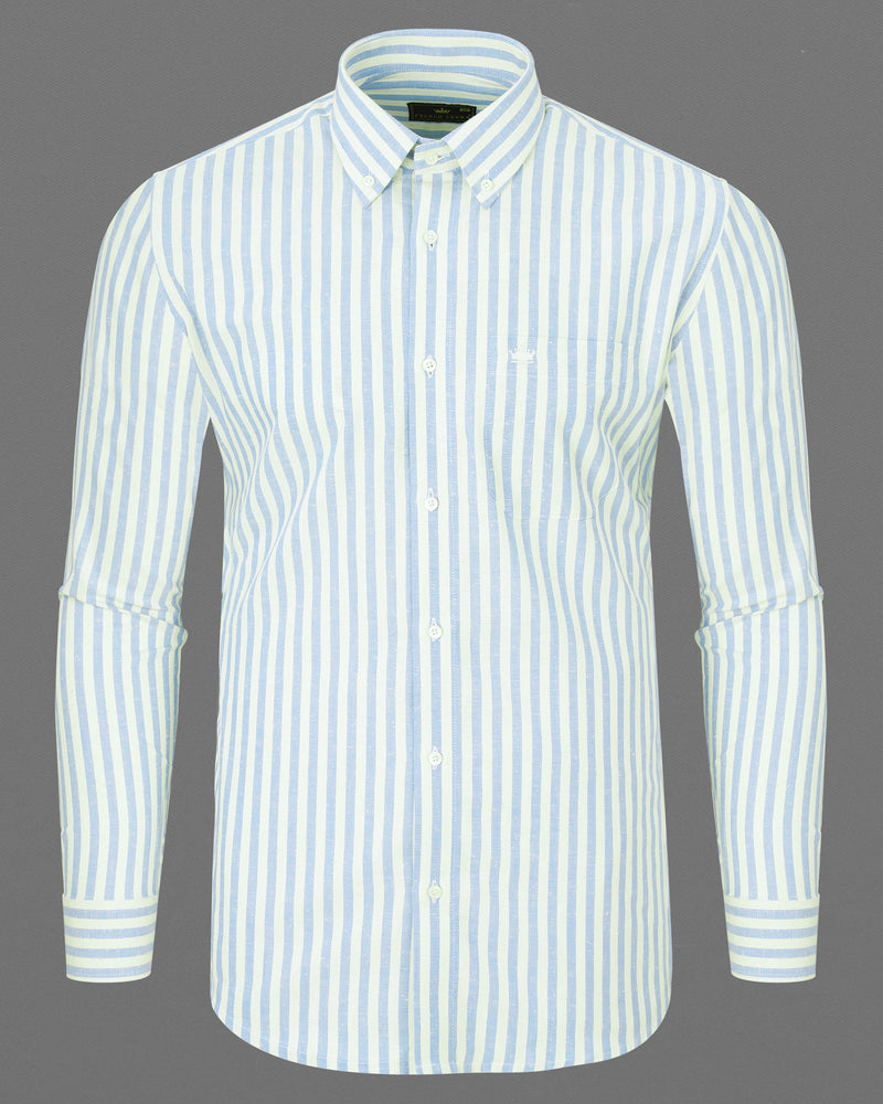 Geyser Blue and off White Striped Luxurious Linen Shirt  7456-BD-38, 7456-BD-H-38, 7456-BD-39, 7456-BD-H-39, 7456-BD-40, 7456-BD-H-40, 7456-BD-42, 7456-BD-H-42, 7456-BD-44, 7456-BD-H-44, 7456-BD-46, 7456-BD-H-46, 7456-BD-48, 7456-BD-H-48, 7456-BD-50, 7456-BD-H-50, 7456-BD-52, 7456-BD-H-52