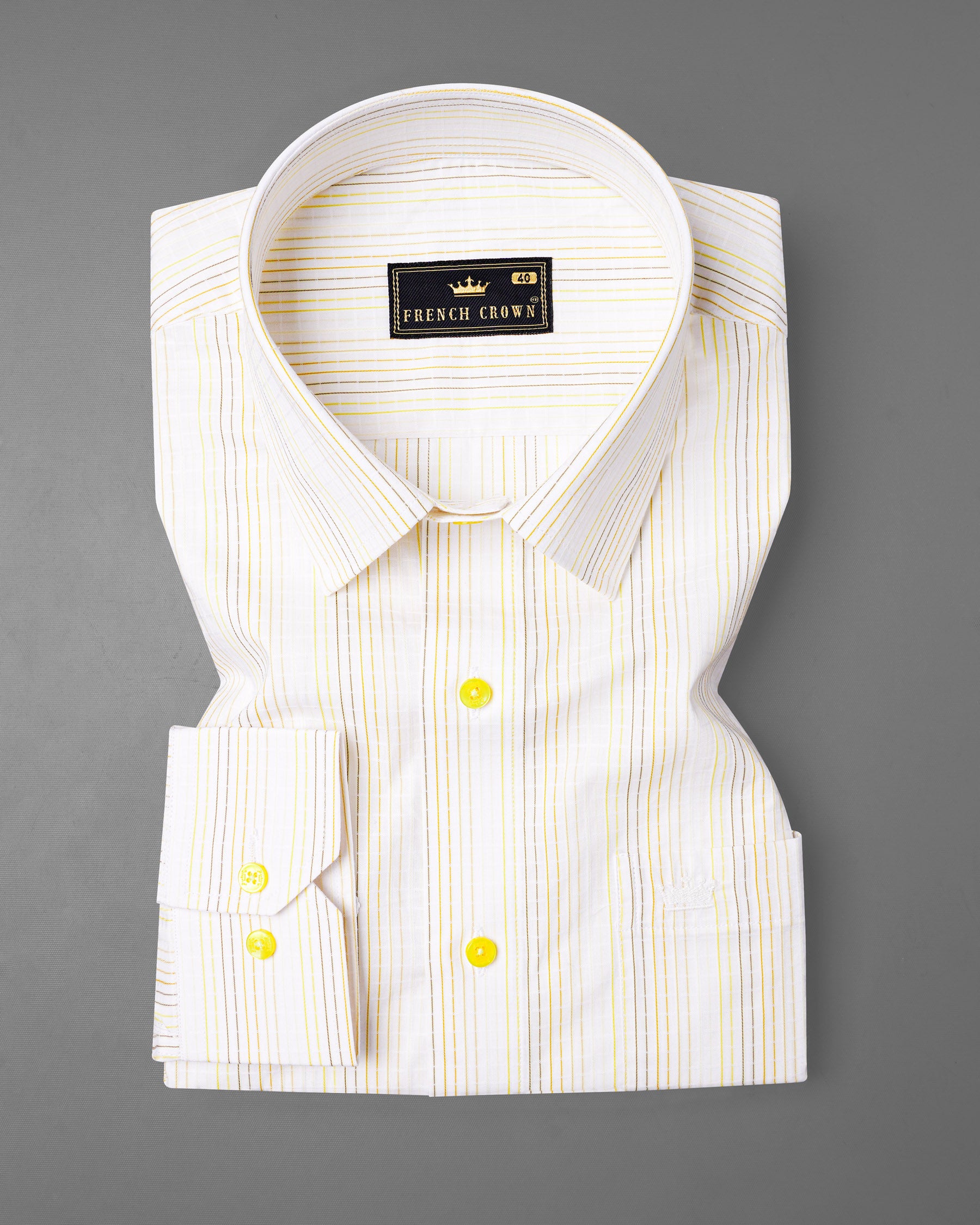 Off White with yellow Striped Dobby Textured Premium Giza Cotton Shirt  7459-YL-38, 7459-YL-H-38, 7459-YL-39, 7459-YL-H-39, 7459-YL-40, 7459-YL-H-40, 7459-YL-42, 7459-YL-H-42, 7459-YL-44, 7459-YL-H-44, 7459-YL-46, 7459-YL-H-46, 7459-YL-48, 7459-YL-H-48, 7459-YL-50, 7459-YL-H-50, 7459-YL-52, 7459-YL-H-52