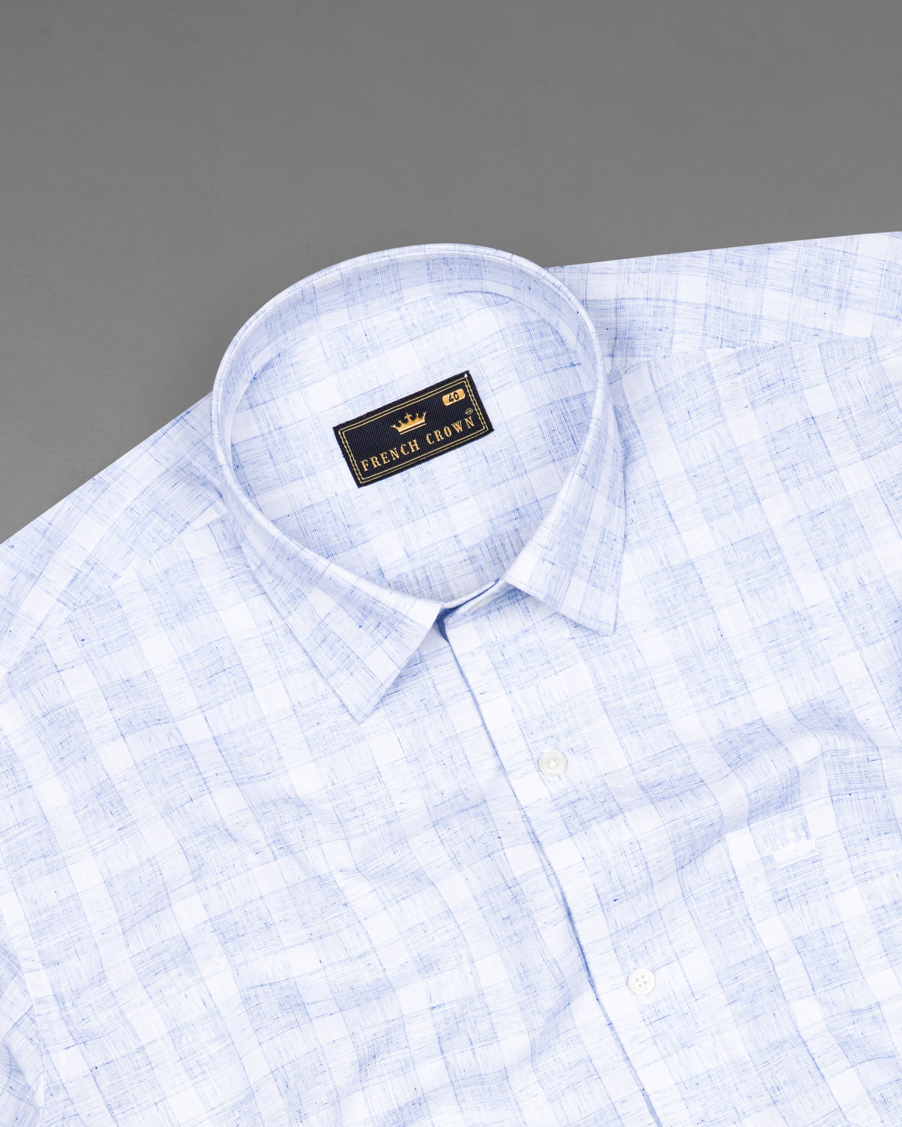 Platinum Blue Plaid Luxurious Linen Shirt 7487-38, 7487-H-38, 7487-39, 7487-H-39, 7487-40, 7487-H-40, 7487-42, 7487-H-42, 7487-44, 7487-H-44, 7487-46, 7487-H-46, 7487-48, 7487-H-48, 7487-50, 7487-H-50, 7487-52, 7487-H-52