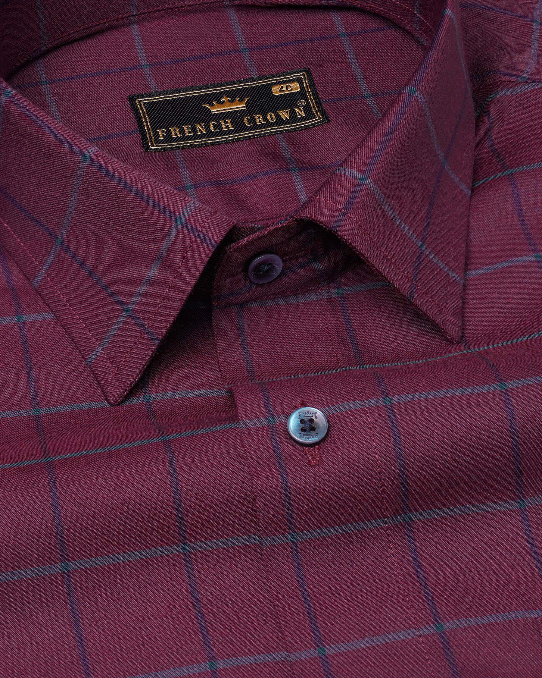 Siren Maroon Twill Plaid Premium Cotton Shirt 7488-BLE-38, 7488-BLE-H-38, 7488-BLE-39, 7488-BLE-H-39, 7488-BLE-40, 7488-BLE-H-40, 7488-BLE-42, 7488-BLE-H-42, 7488-BLE-44, 7488-BLE-H-44, 7488-BLE-46, 7488-BLE-H-46, 7488-BLE-48, 7488-BLE-H-48, 7488-BLE-50, 7488-BLE-H-50, 7488-BLE-52, 7488-BLE-H-52