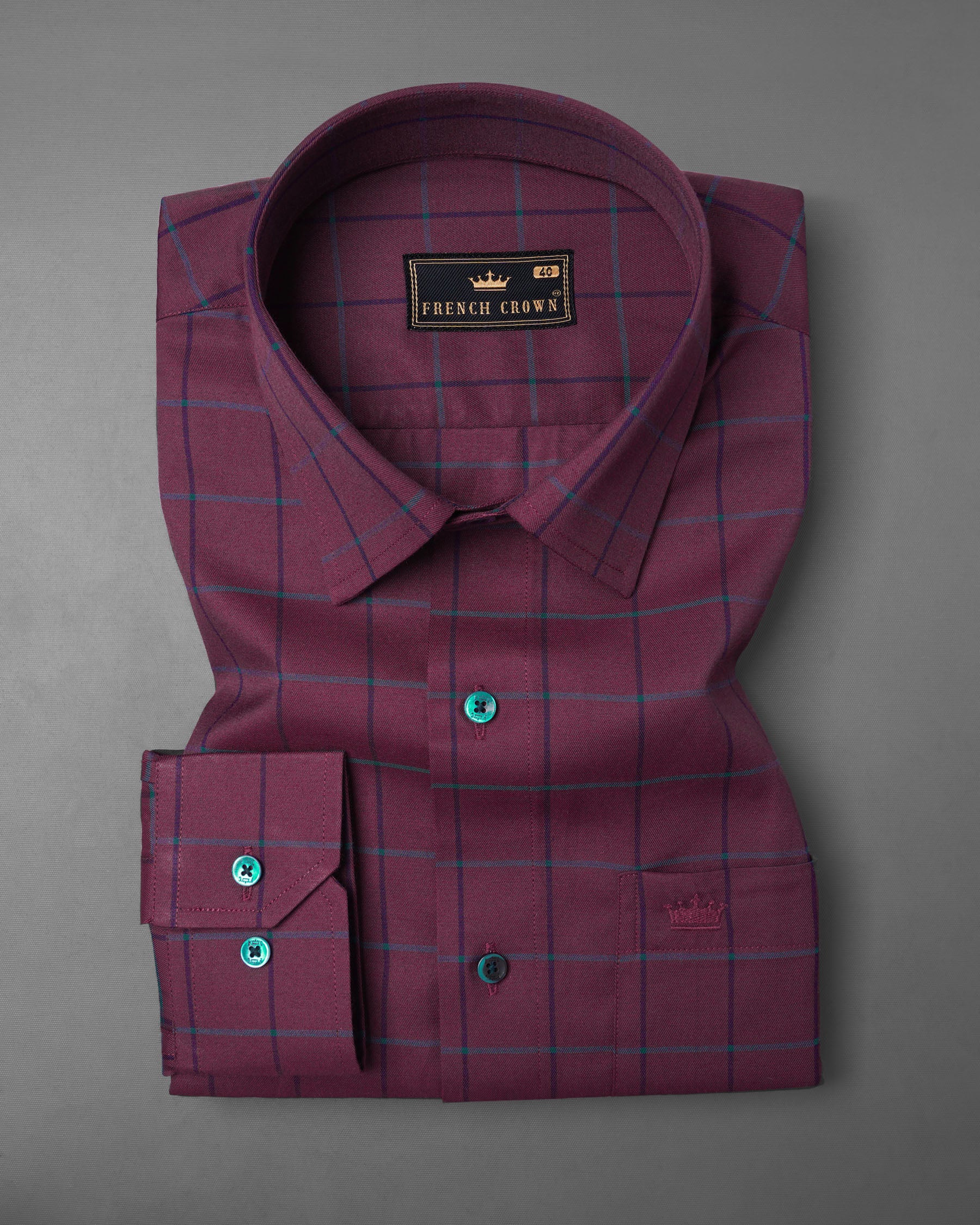 Siren Maroon Twill Plaid Premium Cotton Shirt 7488-BLE-38, 7488-BLE-H-38, 7488-BLE-39, 7488-BLE-H-39, 7488-BLE-40, 7488-BLE-H-40, 7488-BLE-42, 7488-BLE-H-42, 7488-BLE-44, 7488-BLE-H-44, 7488-BLE-46, 7488-BLE-H-46, 7488-BLE-48, 7488-BLE-H-48, 7488-BLE-50, 7488-BLE-H-50, 7488-BLE-52, 7488-BLE-H-52