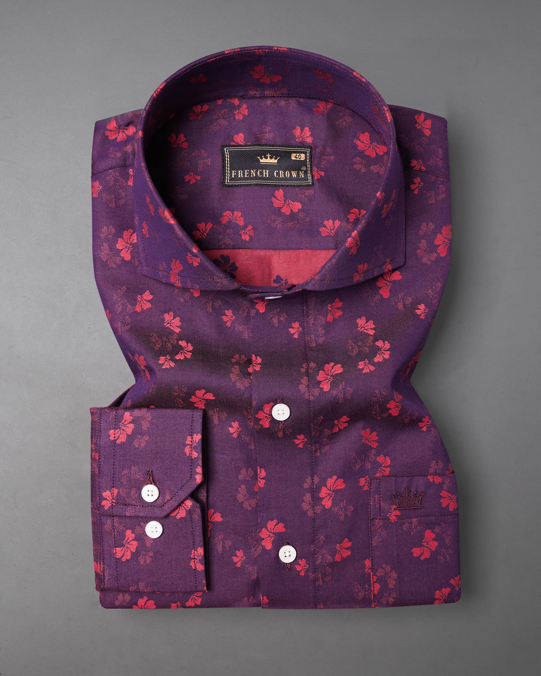 Eggplant Violet Floral Jacquard Textured Premium Giza Cotton Shirt 7493-CA-38, 7493-CA-H-38, 7493-CA-39, 7493-CA-H-39, 7493-CA-40, 7493-CA-H-40, 7493-CA-42, 7493-CA-H-42, 7493-CA-44, 7493-CA-H-44, 7493-CA-46, 7493-CA-H-46, 7493-CA-48, 7493-CA-H-48, 7493-CA-50, 7493-CA-H-50, 7493-CA-52, 7493-CA-H-52