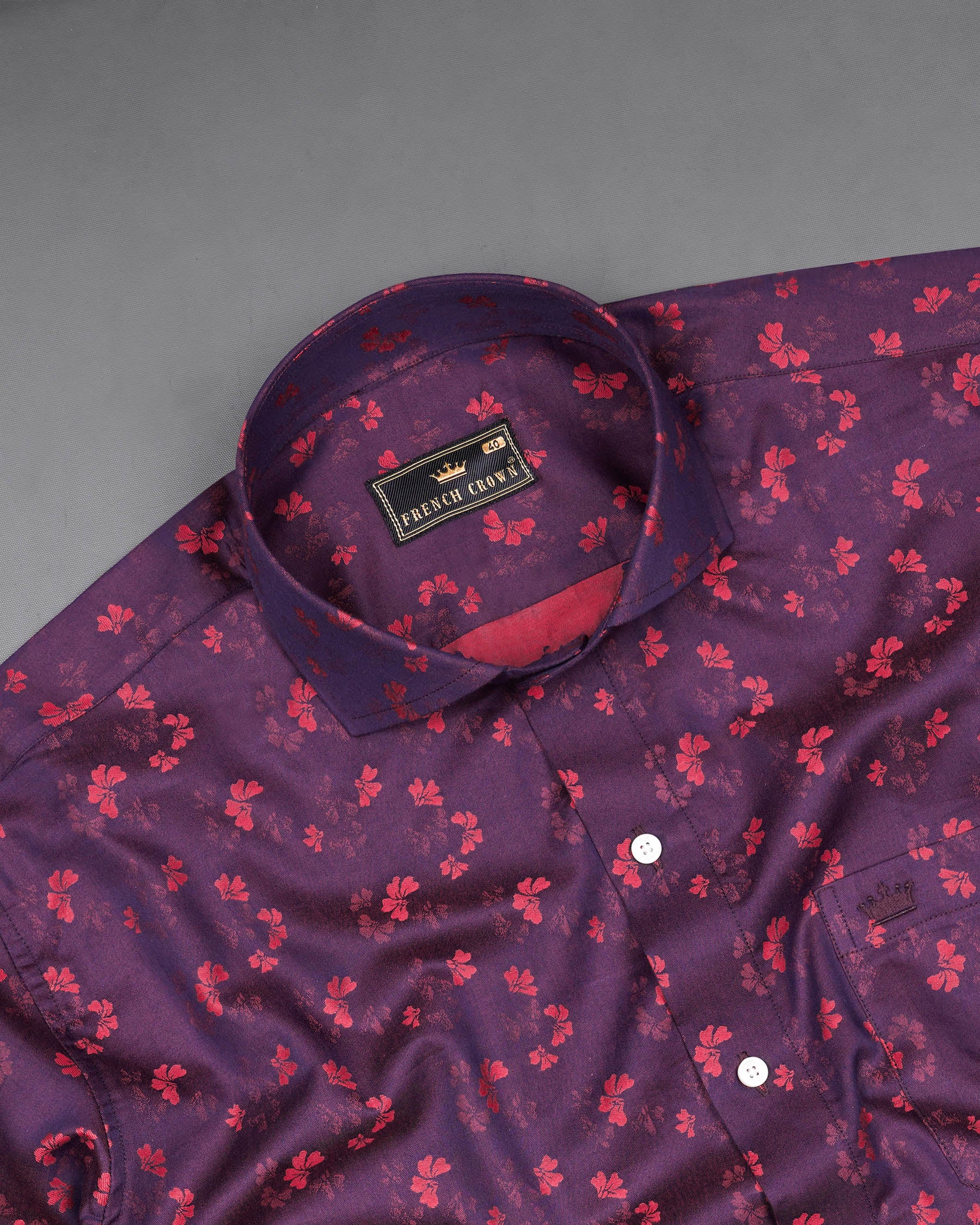 Eggplant Violet Floral Jacquard Textured Premium Giza Cotton Shirt 7493-CA-38, 7493-CA-H-38, 7493-CA-39, 7493-CA-H-39, 7493-CA-40, 7493-CA-H-40, 7493-CA-42, 7493-CA-H-42, 7493-CA-44, 7493-CA-H-44, 7493-CA-46, 7493-CA-H-46, 7493-CA-48, 7493-CA-H-48, 7493-CA-50, 7493-CA-H-50, 7493-CA-52, 7493-CA-H-52