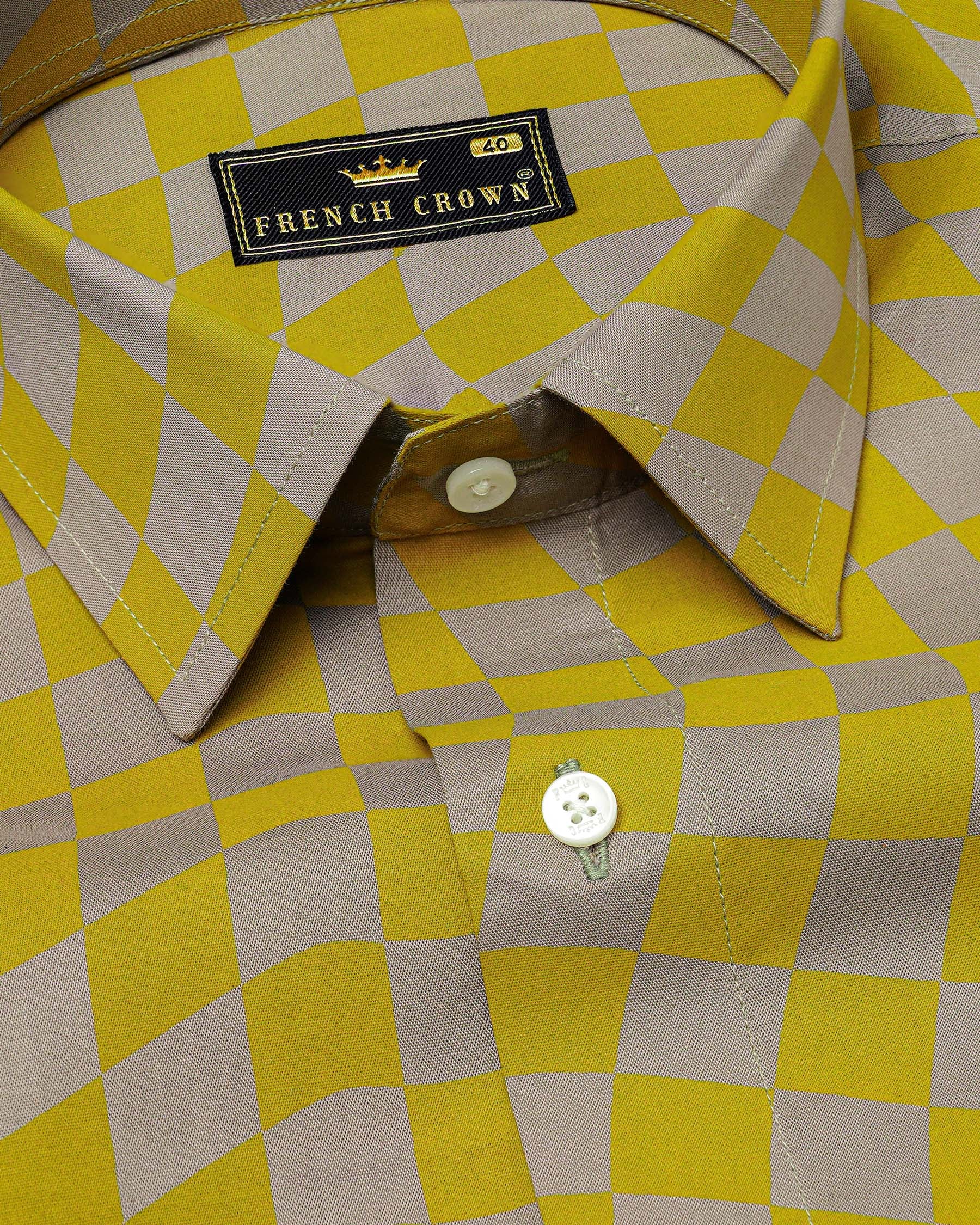 Brass Mustard Yellow with Zorba Gray Checked Premium Cotton Shirt 7494-38, 7494-H-38, 7494-39, 7494-H-39, 7494-40, 7494-H-40, 7494-42, 7494-H-42, 7494-44, 7494-H-44, 7494-46, 7494-H-46, 7494-48, 7494-H-48, 7494-50, 7494-H-50, 7494-52, 7494-H-52