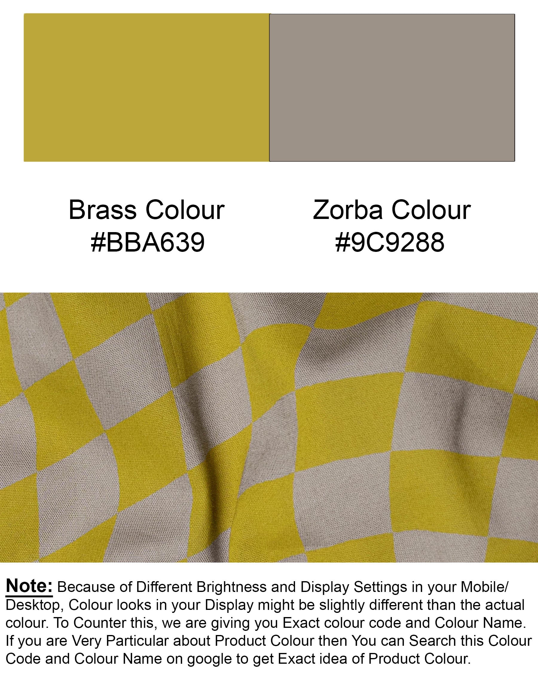 Brass Mustard Yellow with Zorba Gray Checked Premium Cotton Shirt 7494-38, 7494-H-38, 7494-39, 7494-H-39, 7494-40, 7494-H-40, 7494-42, 7494-H-42, 7494-44, 7494-H-44, 7494-46, 7494-H-46, 7494-48, 7494-H-48, 7494-50, 7494-H-50, 7494-52, 7494-H-52