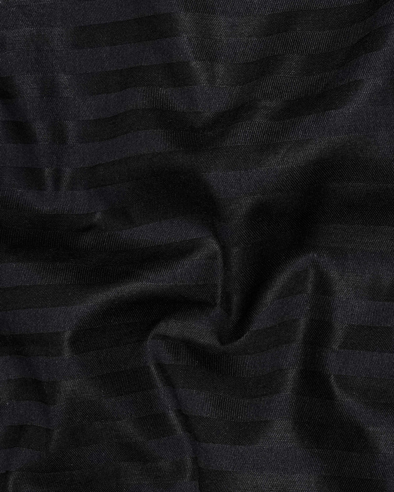 Jade Black Subtle Striped Dobby Textured Premium Giza Cotton Shirt