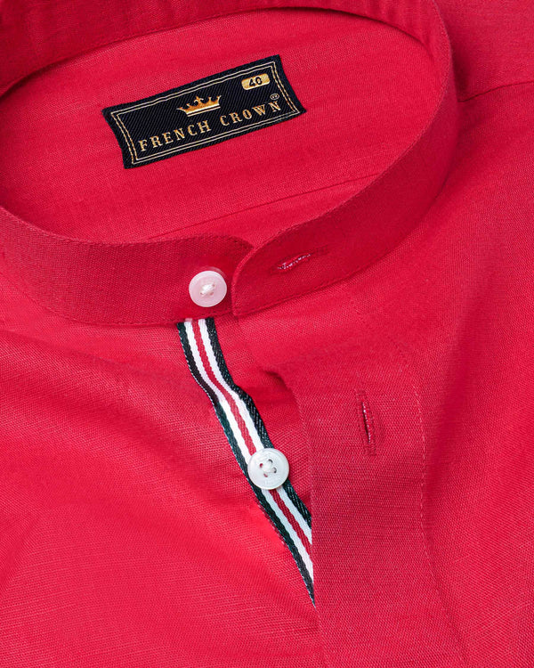Rich Carmine Red Luxurious Linen Shirt