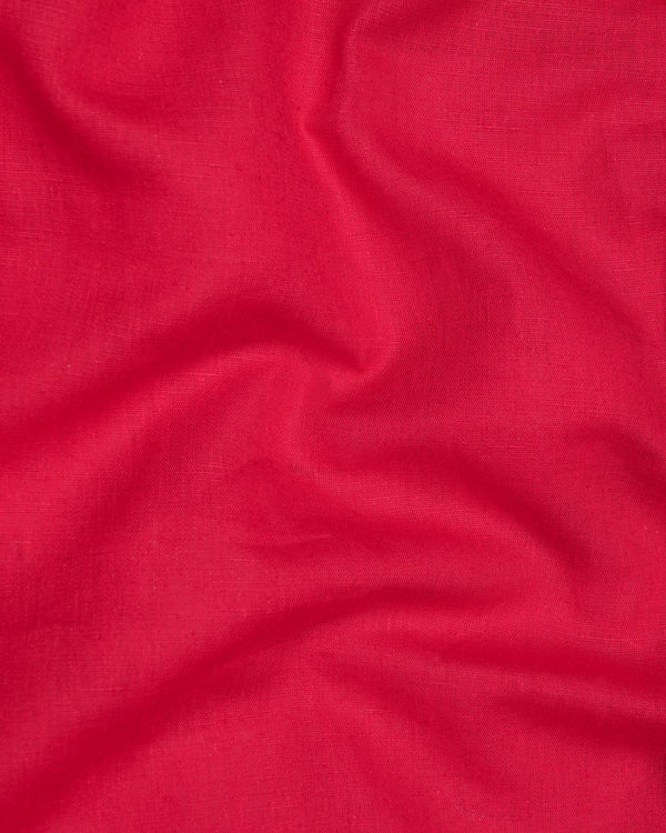 Rich Carmine Red Luxurious Linen Shirt
