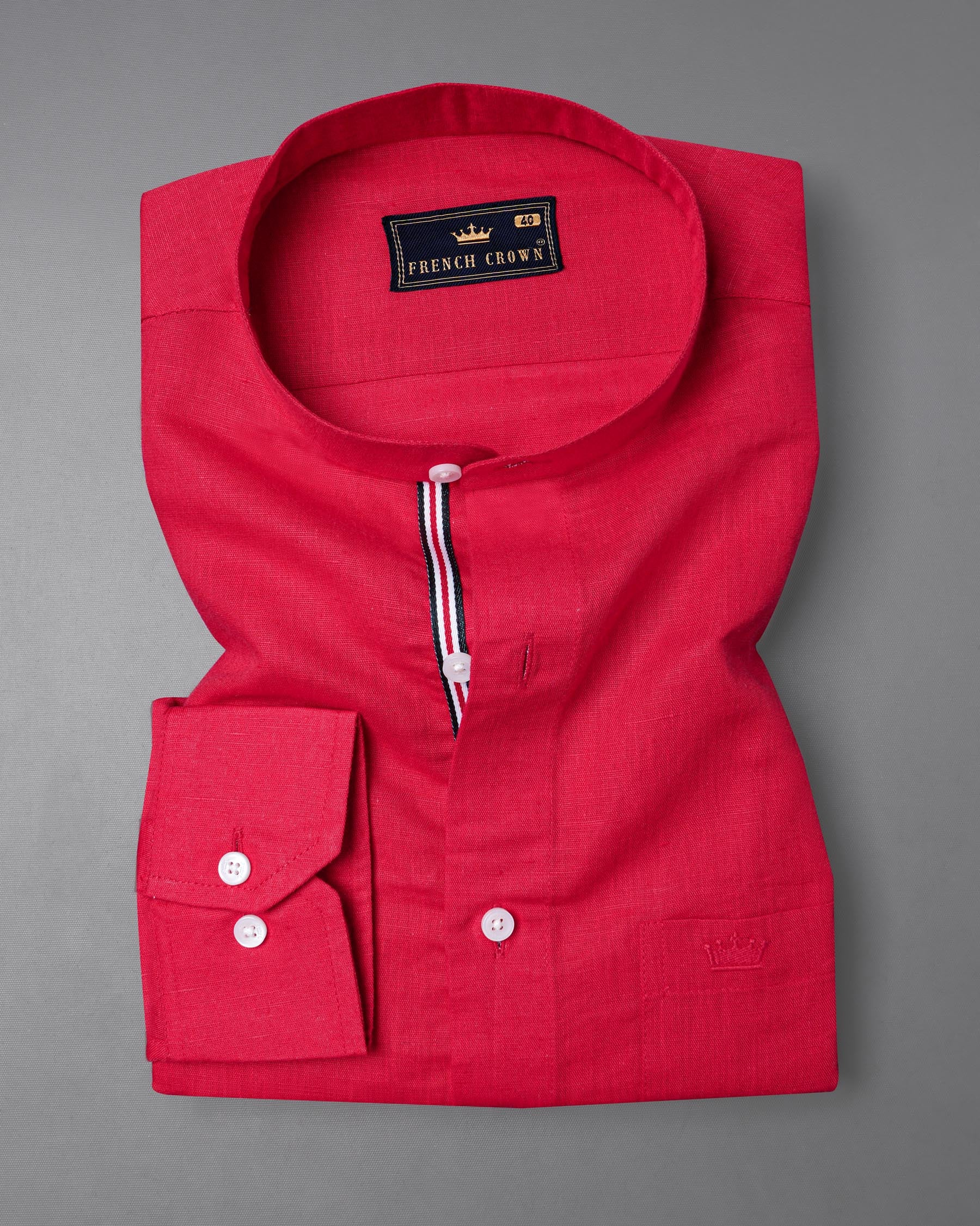 Rich Carmine Red Luxurious Linen Shirt