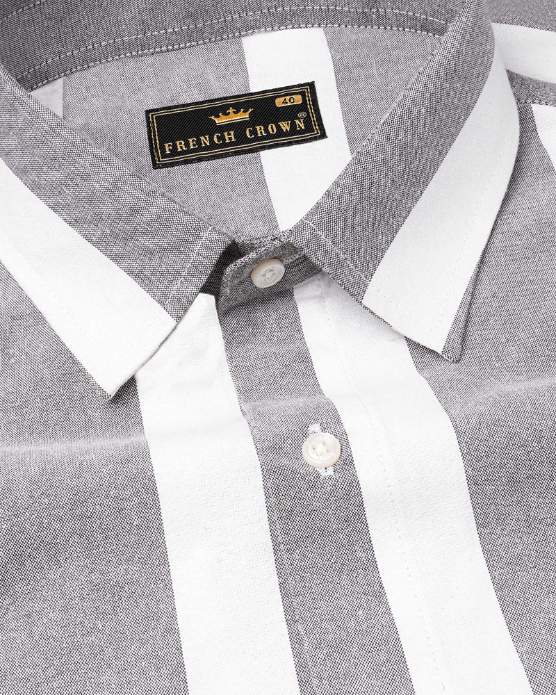 Star Dust Gray and White Striped Royal Oxford Shirt