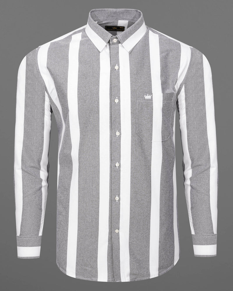 Star Dust Gray and White Striped Royal Oxford Shirt