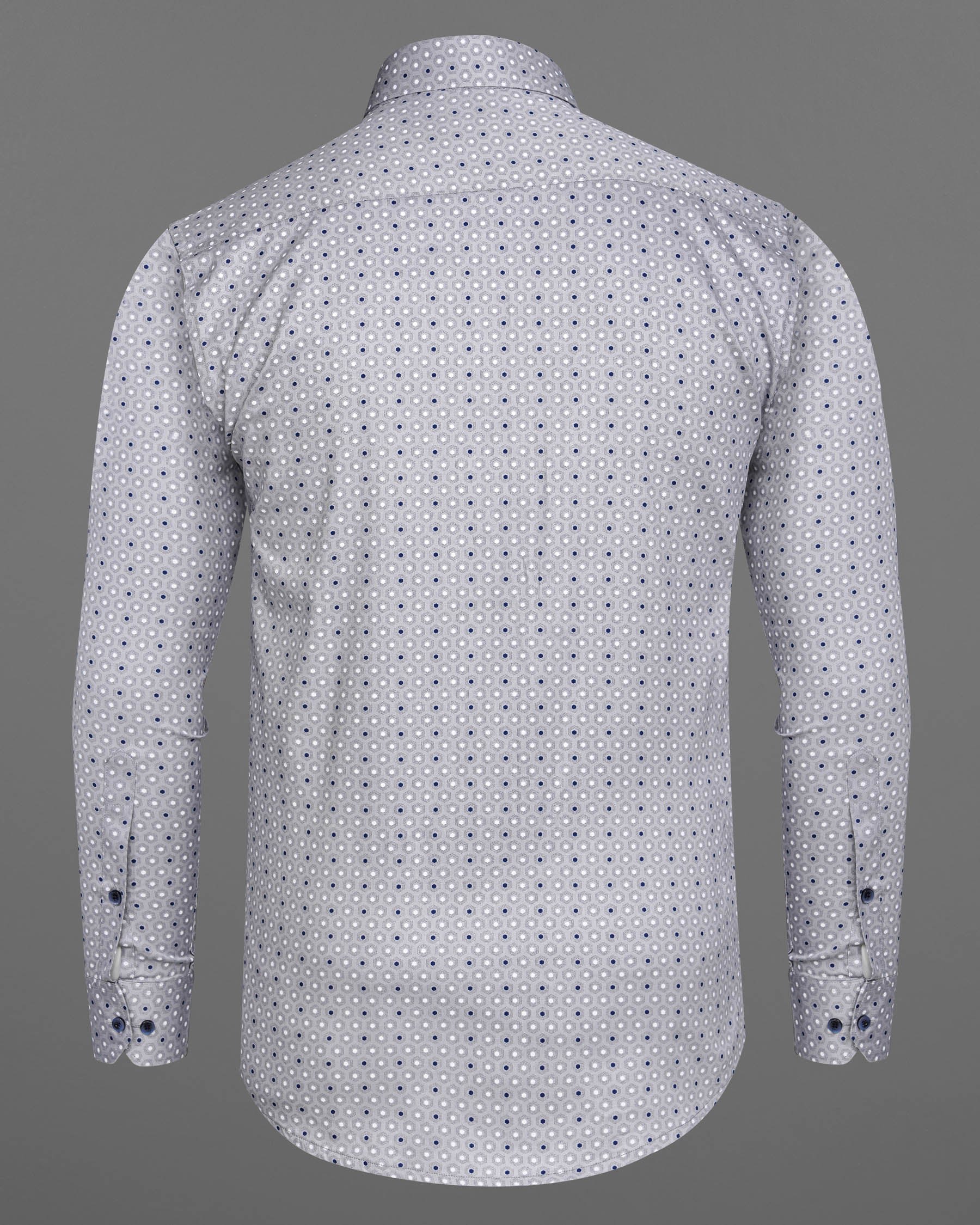 Languid Gray Pentagonal Printed Royal Oxford Shirt