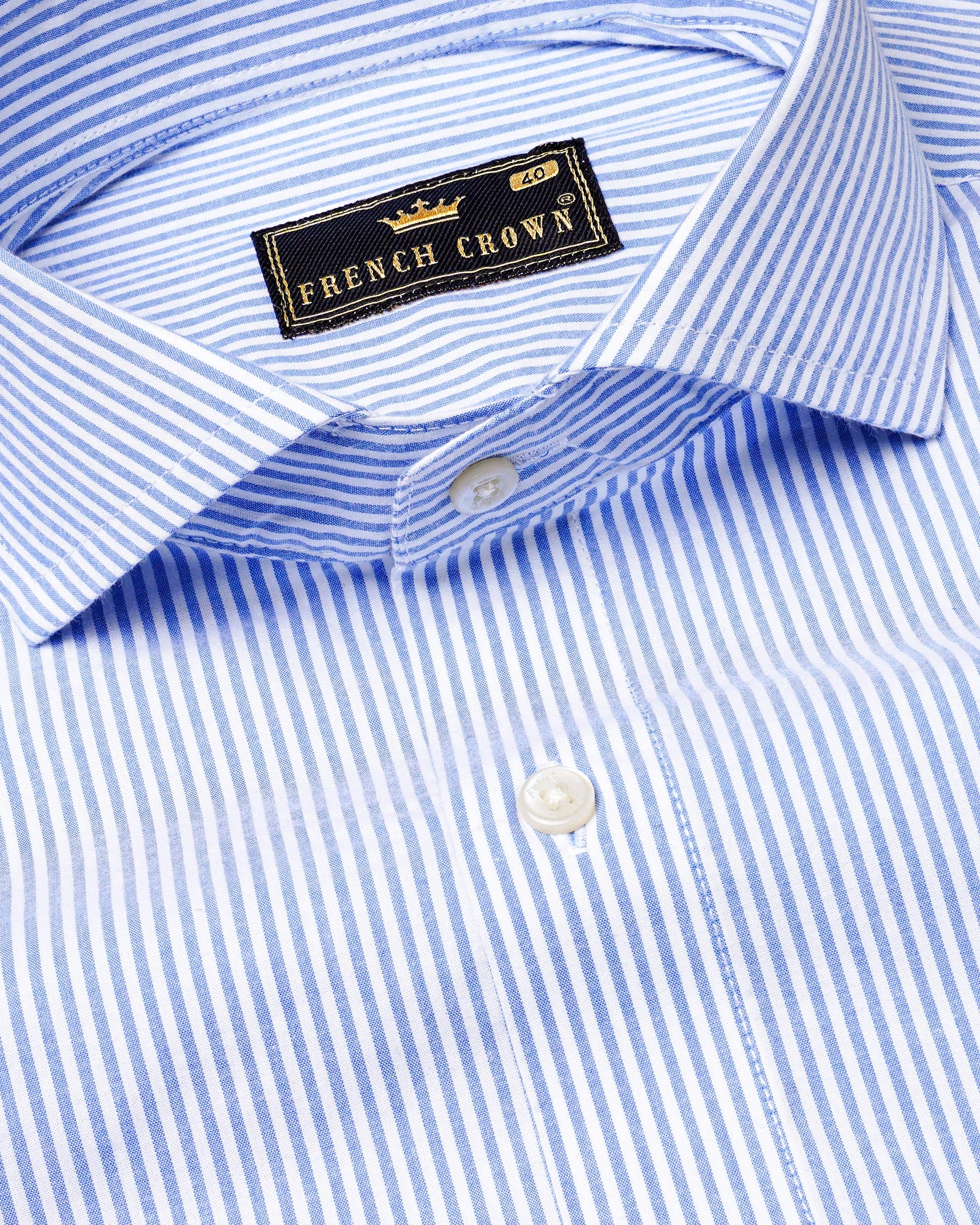 Portage Blue Pinstriped Premium Cotton Shirt