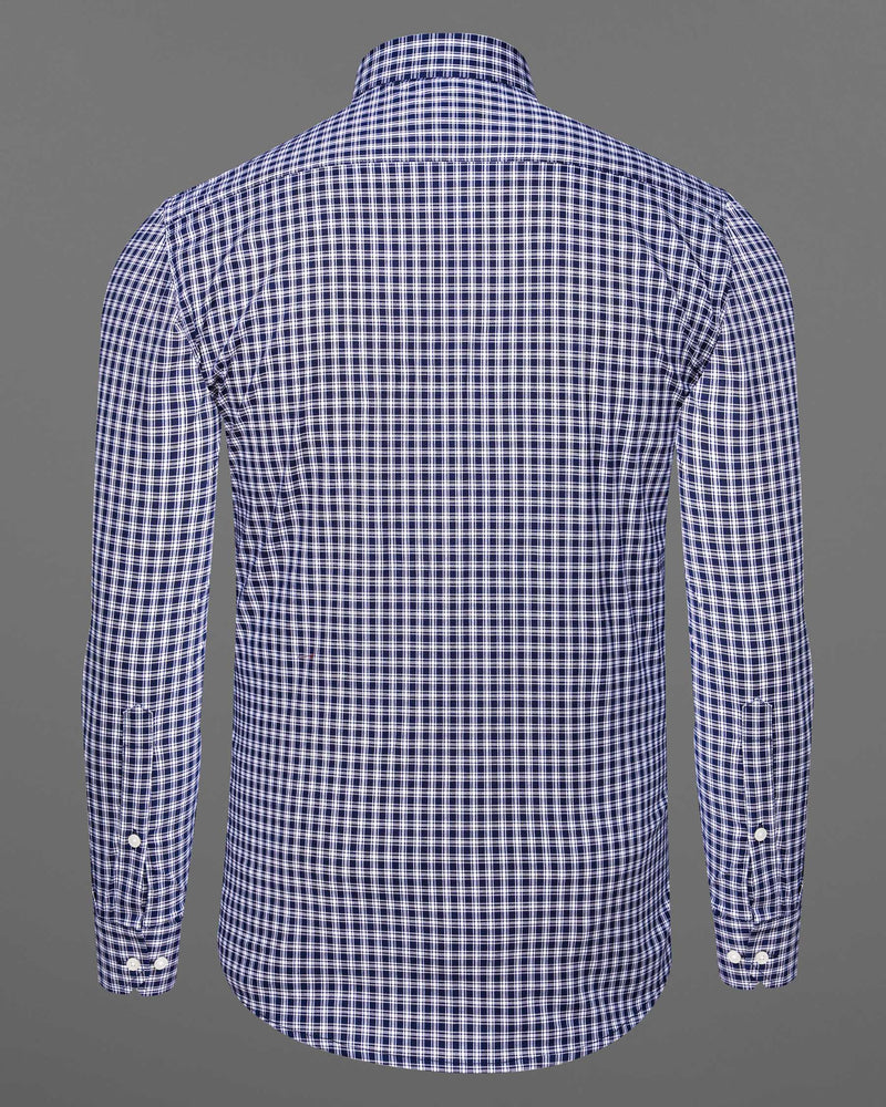 Paua Blue With White Gingham Premium Cotton Shirt