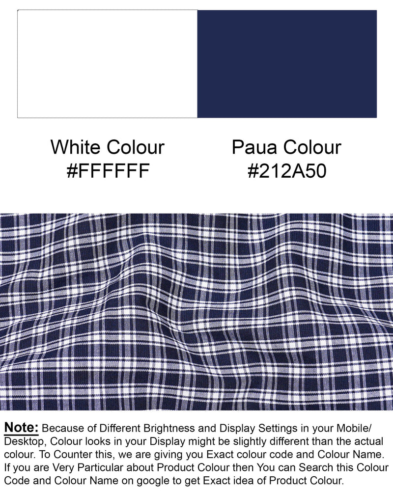 Paua Blue With White Gingham Premium Cotton Shirt