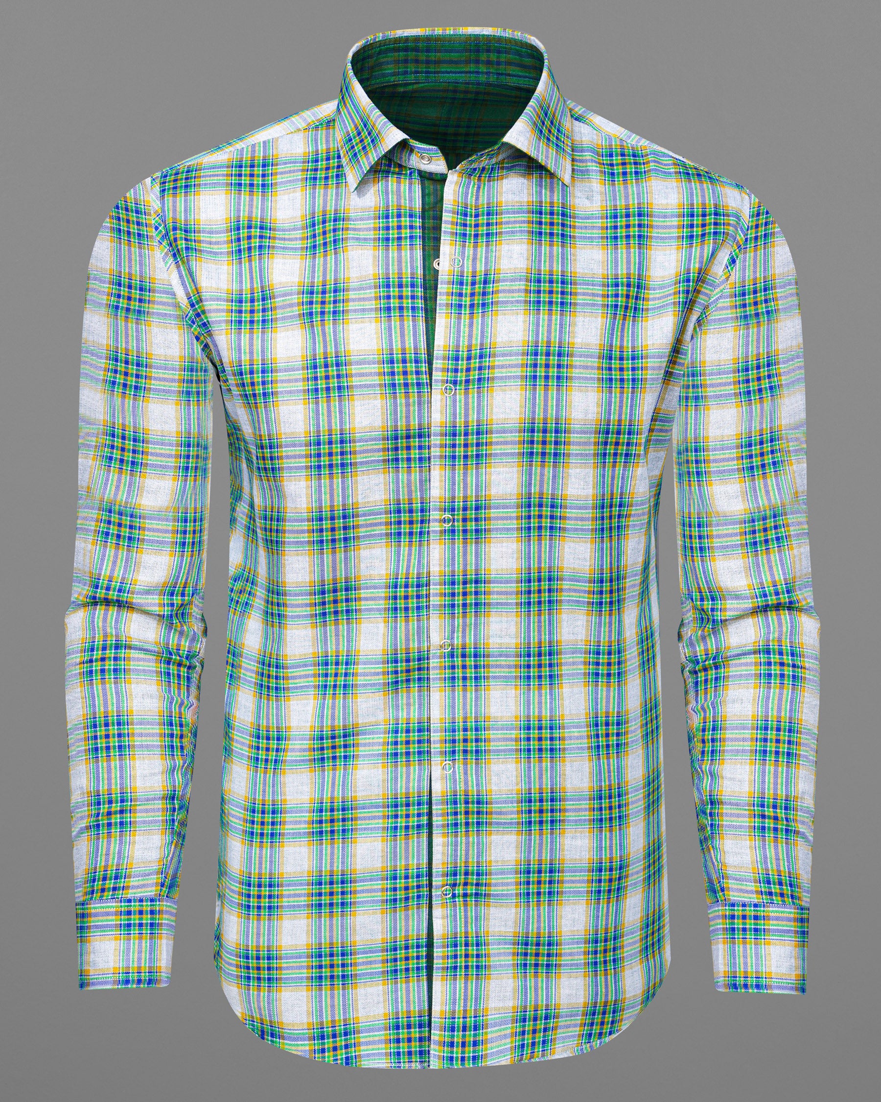 Cactus Green Plaid and Solitude White Plaid Herringbone Reversible Shirt 7539-38,7539-38,7539-39,7539-39,7539-40,7539-40,7539-42,7539-42,7539-44,7539-44,7539-46,7539-46,7539-48,7539-48,7539-50,7539-50,7539-52,7539-52