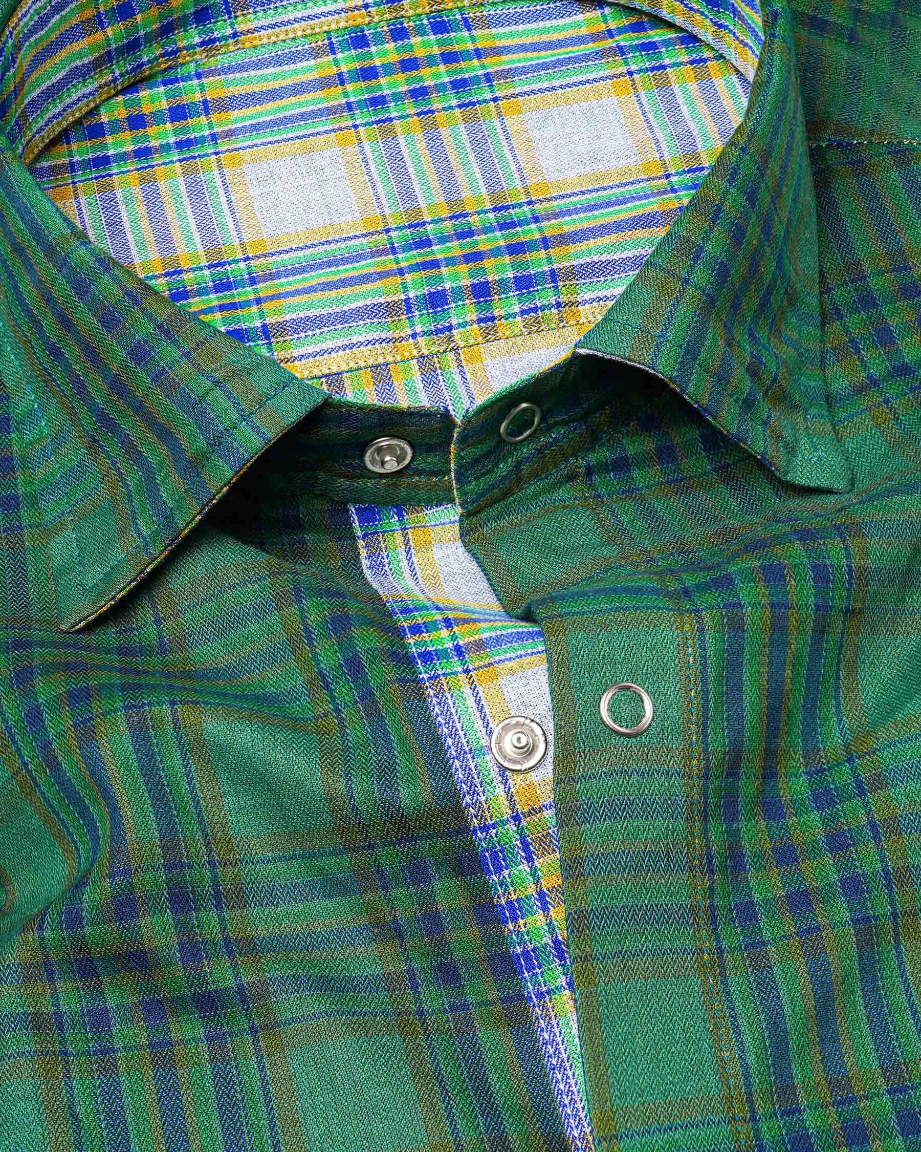 Cactus Green Plaid and Solitude White Plaid Herringbone Reversible Shirt 7539-38,7539-38,7539-39,7539-39,7539-40,7539-40,7539-42,7539-42,7539-44,7539-44,7539-46,7539-46,7539-48,7539-48,7539-50,7539-50,7539-52,7539-52