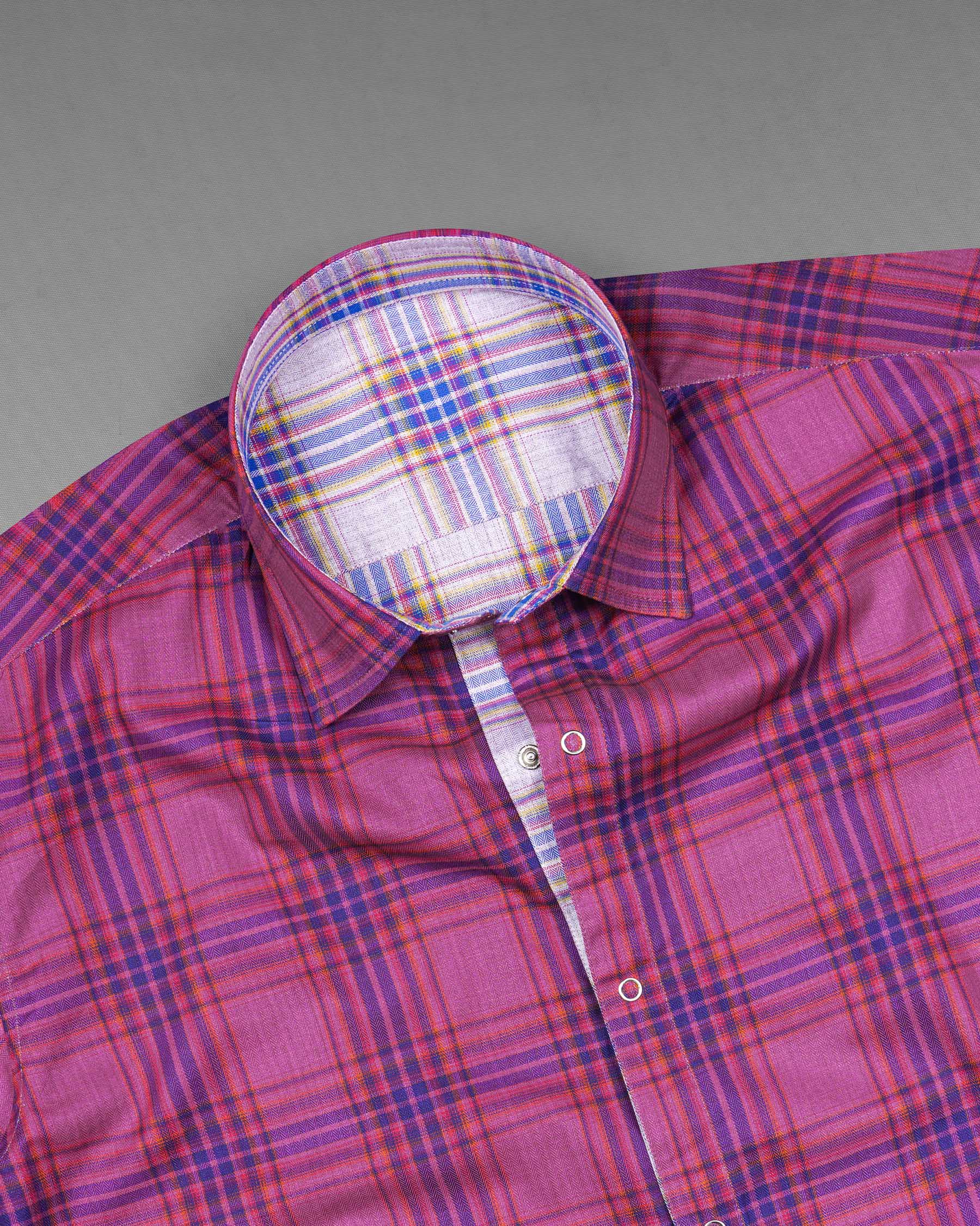 Mulberry Pink Plaid and Prelude Blue Plaid Herringbone Reversible Shirt 7541-38,7541-38,7541-39,7541-39,7541-40,7541-40,7541-42,7541-42,7541-44,7541-44,7541-46,7541-46,7541-48,7541-48,7541-50,7541-50,7541-52,7541-52