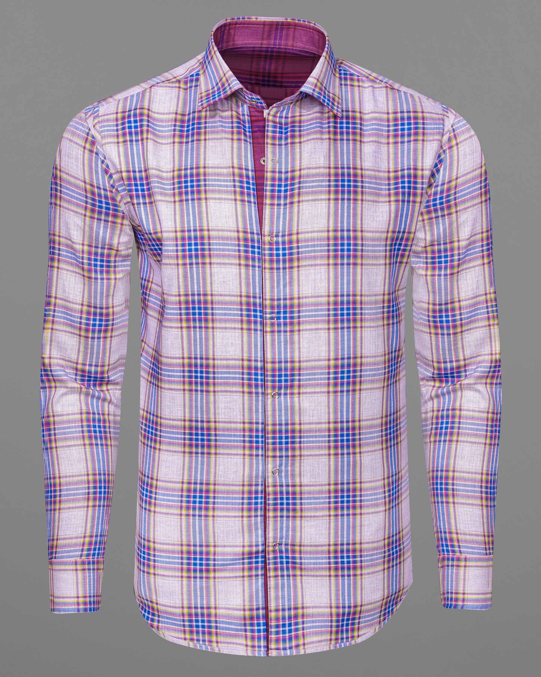 Mulberry Pink Plaid and Prelude Blue Plaid Herringbone Reversible Shirt 7541-38,7541-38,7541-39,7541-39,7541-40,7541-40,7541-42,7541-42,7541-44,7541-44,7541-46,7541-46,7541-48,7541-48,7541-50,7541-50,7541-52,7541-52