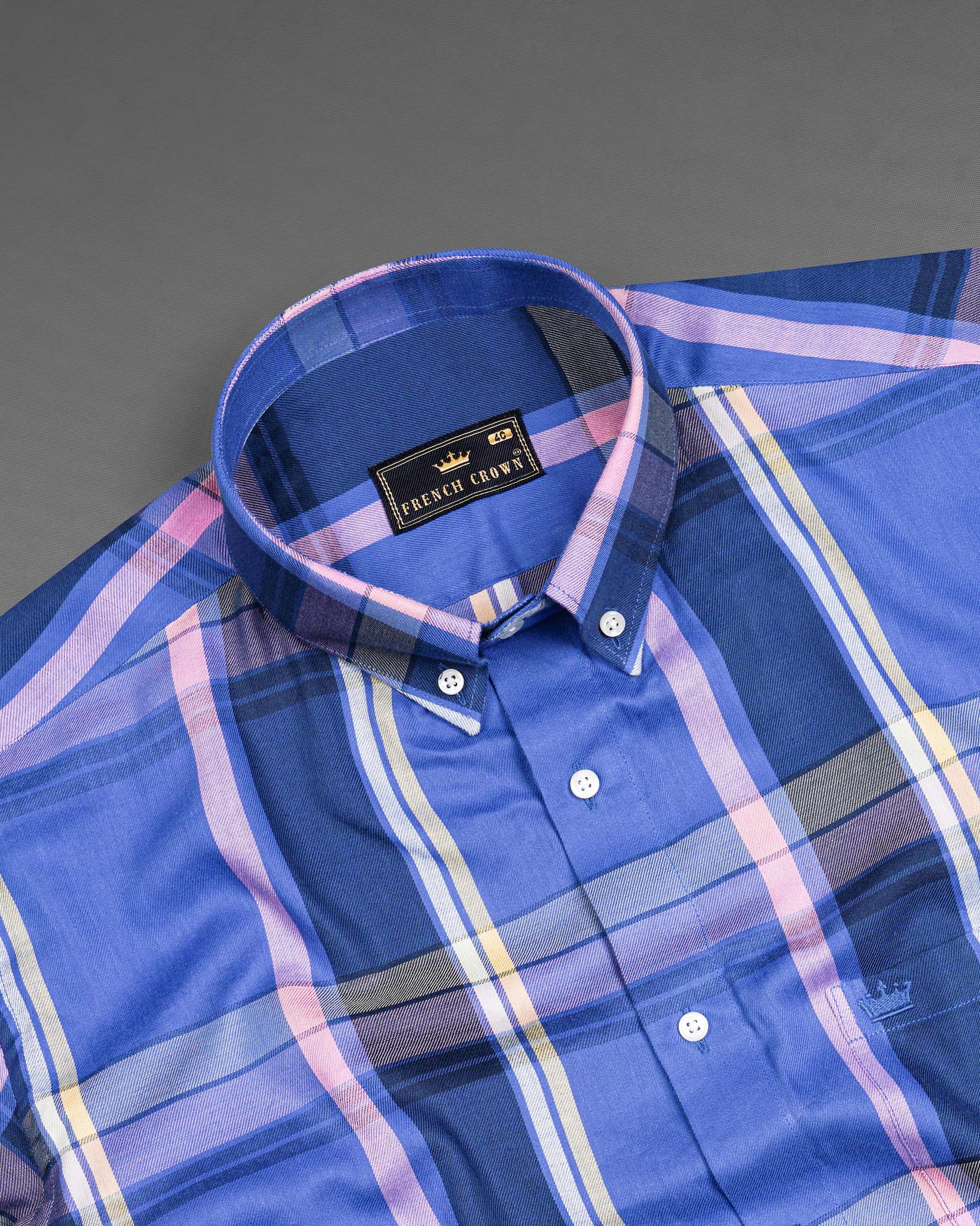 Governor Bay Blue and Cloud Burst Navy Blue Plaid Twill Premium Cotton Shirt 7546-BD-38,7546-BD-38,7546-BD-39,7546-BD-39,7546-BD-40,7546-BD-40,7546-BD-42,7546-BD-42,7546-BD-44,7546-BD-44,7546-BD-46,7546-BD-46,7546-BD-48,7546-BD-48,7546-BD-50,7546-BD-50,7546-BD-52,7546-BD-52