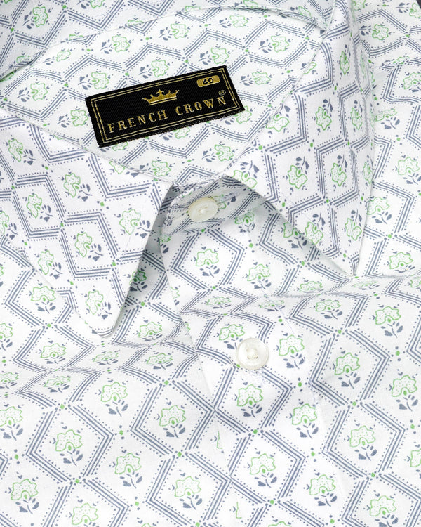 White and Feijoa Green Chevron Premium Cotton Shirt 7563-38,7563-38,7563-39,7563-39,7563-40,7563-40,7563-42,7563-42,7563-44,7563-44,7563-46,7563-46,7563-48,7563-48,7563-50,7563-50,7563-52,7563-52