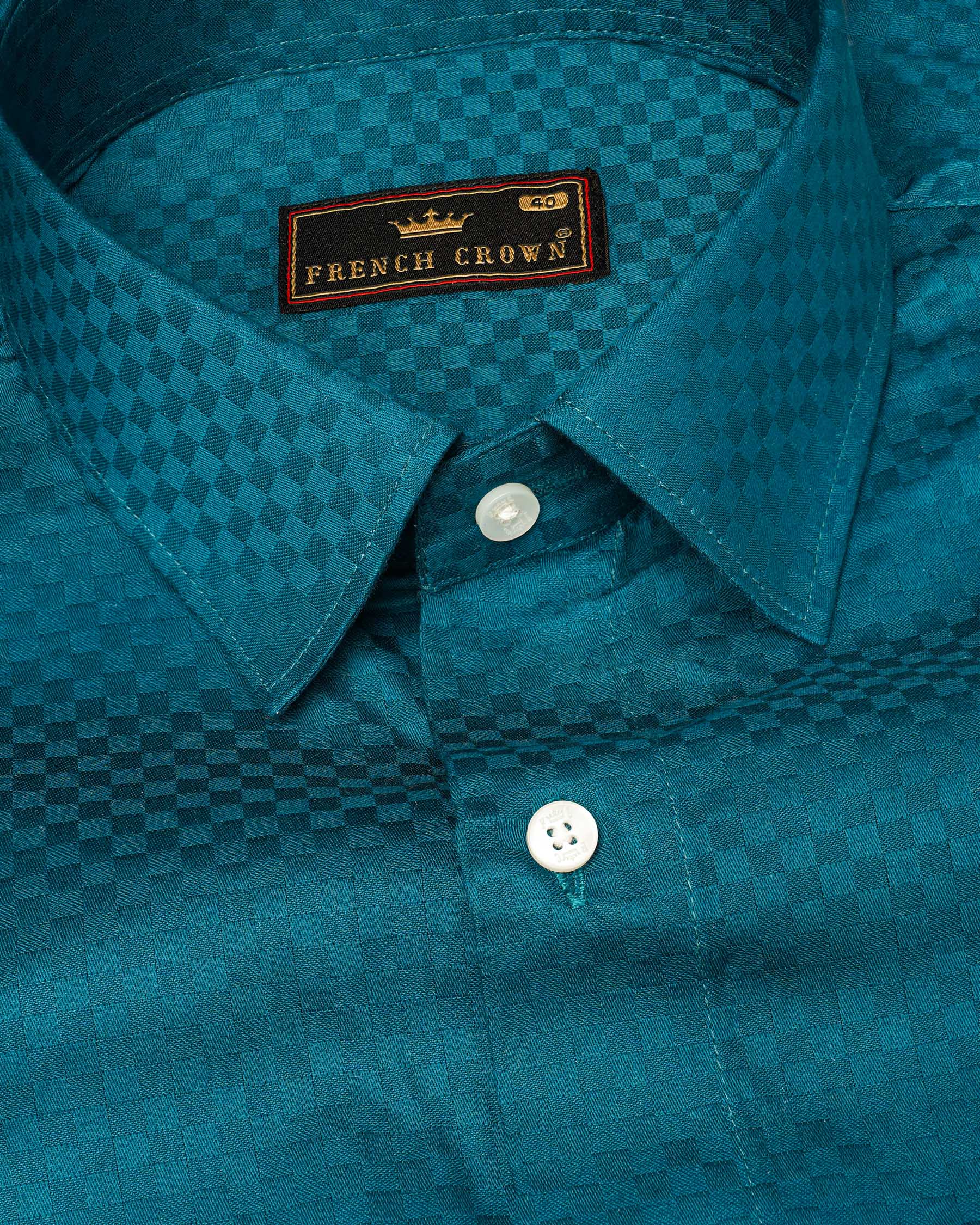 Ocean Dark Green Checked Dobby Textured Premium Giza Cotton Shirt 7573-38,7573-38,7573-39,7573-39,7573-40,7573-40,7573-42,7573-42,7573-44,7573-44,7573-46,7573-46,7573-48,7573-48,7573-50,7573-50,7573-52,7573-52