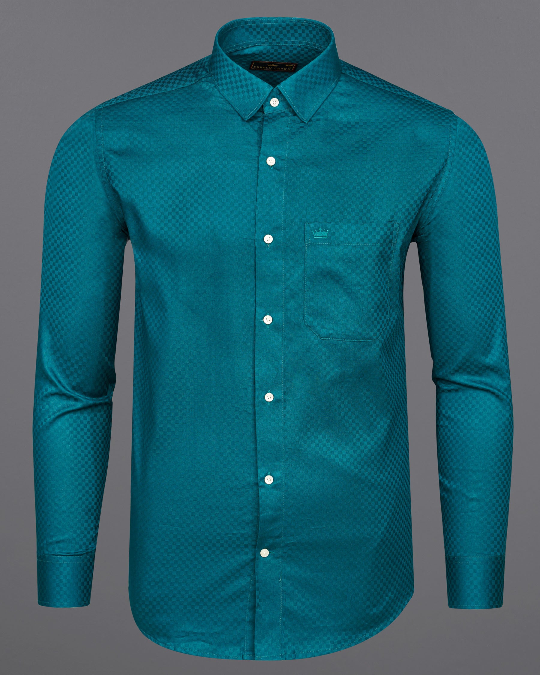 Ocean Dark Green Checked Dobby Textured Premium Giza Cotton Shirt 7573-38,7573-38,7573-39,7573-39,7573-40,7573-40,7573-42,7573-42,7573-44,7573-44,7573-46,7573-46,7573-48,7573-48,7573-50,7573-50,7573-52,7573-52