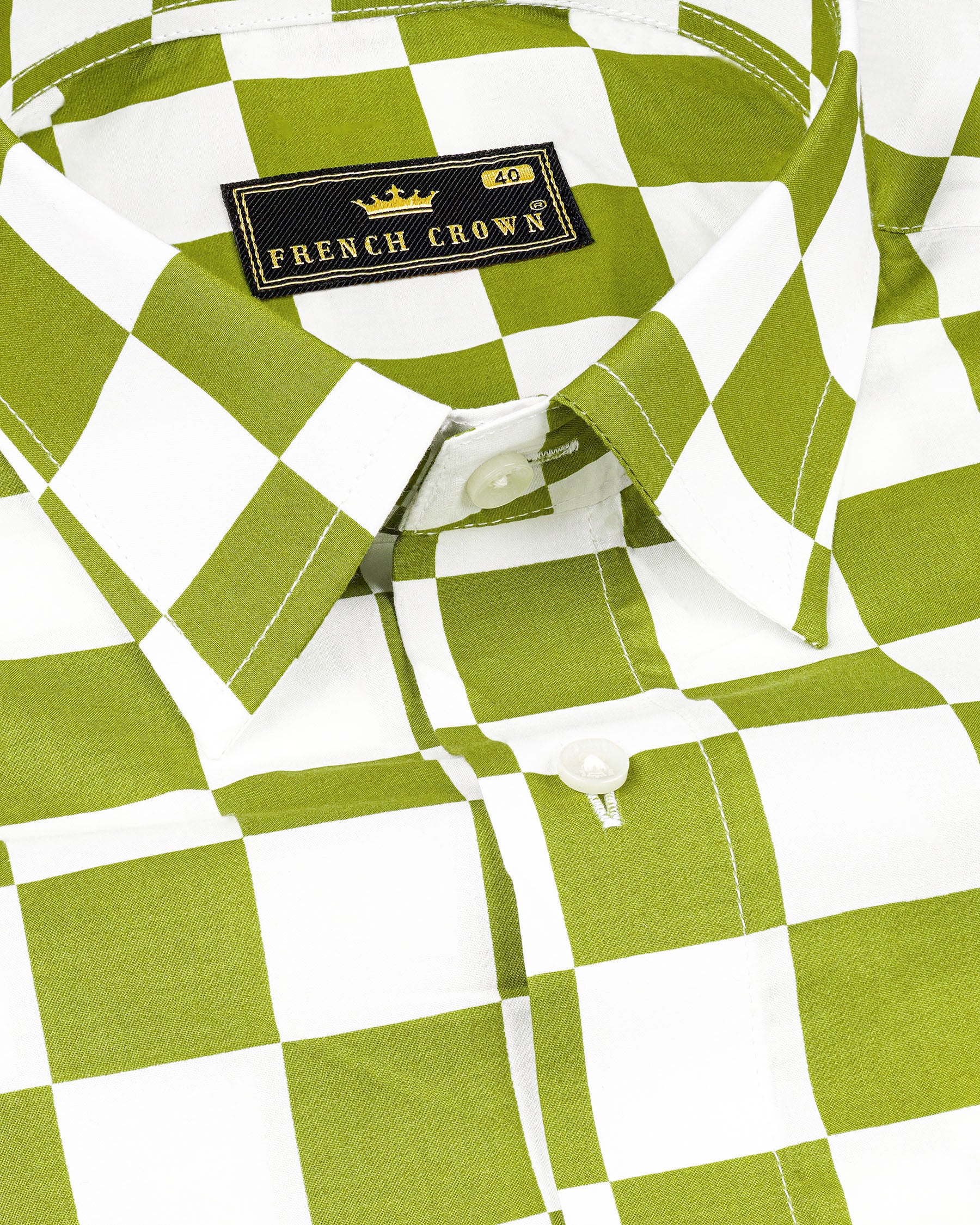 Citron Green and White Checked Premium Cotton Shirt 7581-38,7581-38,7581-39,7581-39,7581-40,7581-40,7581-42,7581-42,7581-44,7581-44,7581-46,7581-46,7581-48,7581-48,7581-50,7581-50,7581-52,7581-52