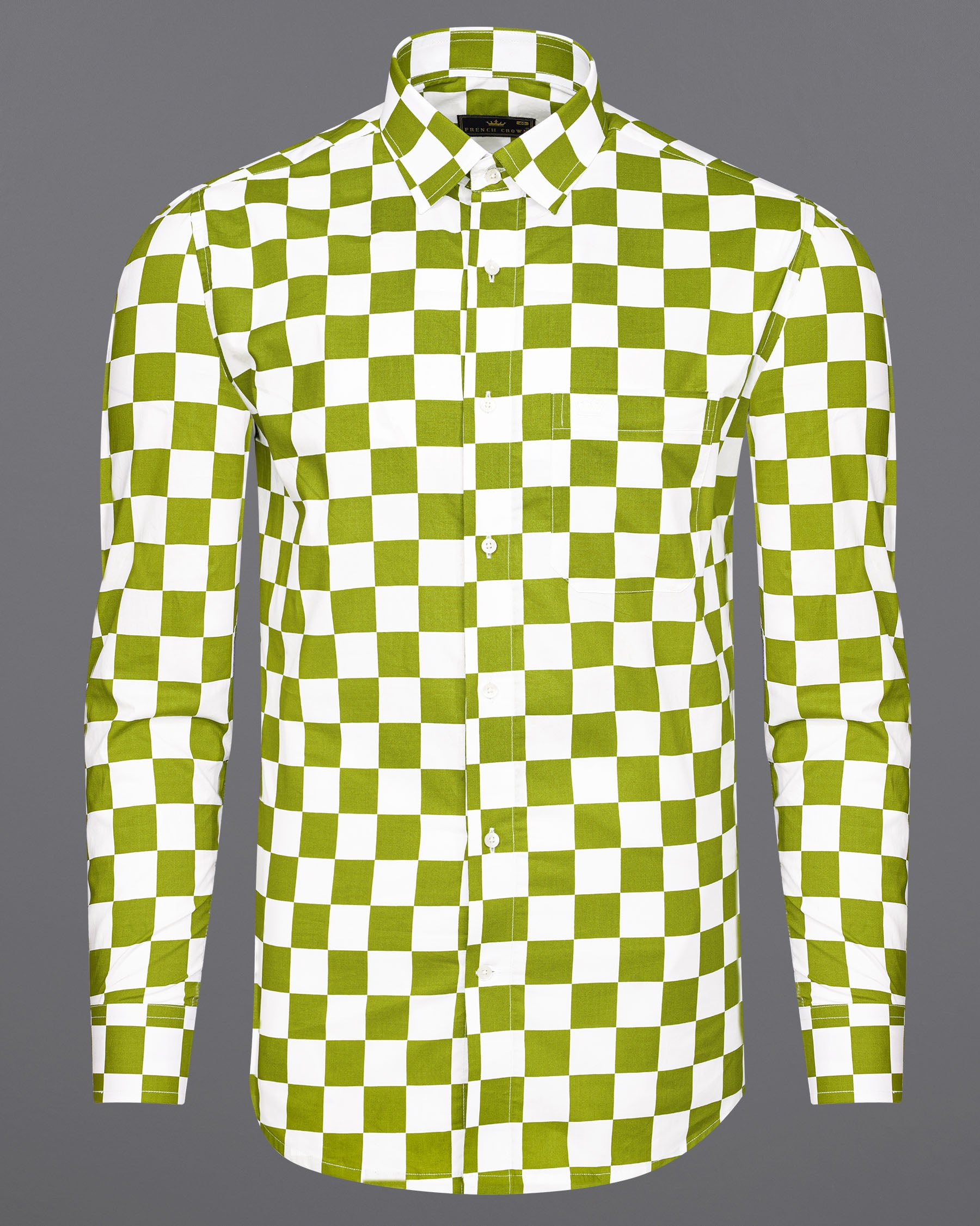 Citron Green and White Checked Premium Cotton Shirt 7581-38,7581-38,7581-39,7581-39,7581-40,7581-40,7581-42,7581-42,7581-44,7581-44,7581-46,7581-46,7581-48,7581-48,7581-50,7581-50,7581-52,7581-52