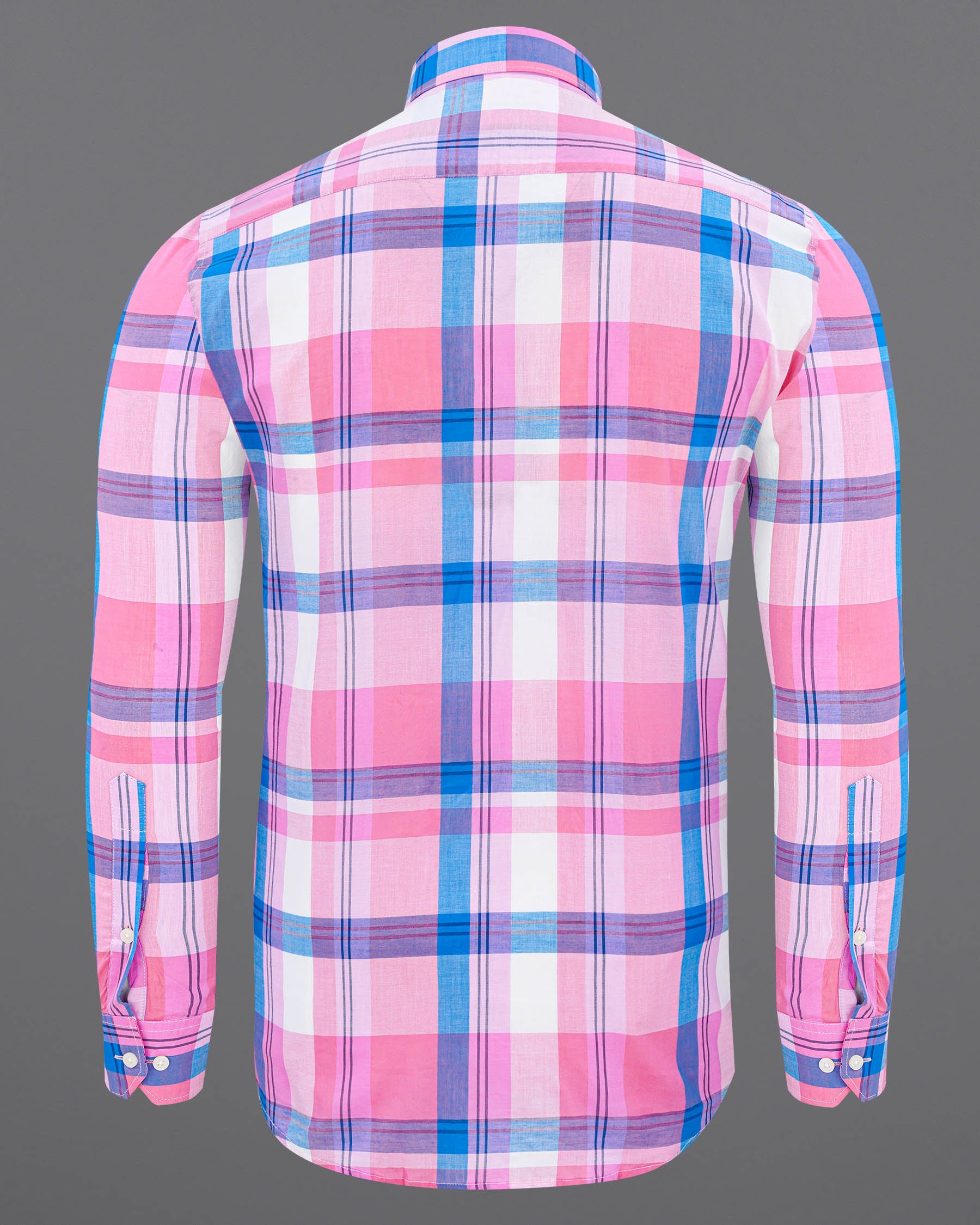 Chantilly Pink with Cornflower Blue Plaid Premium Cotton Shirt 7590-38,7590-38,7590-39,7590-39,7590-40,7590-40,7590-42,7590-42,7590-44,7590-44,7590-46,7590-46,7590-48,7590-48,7590-50,7590-50,7590-52,7590-52