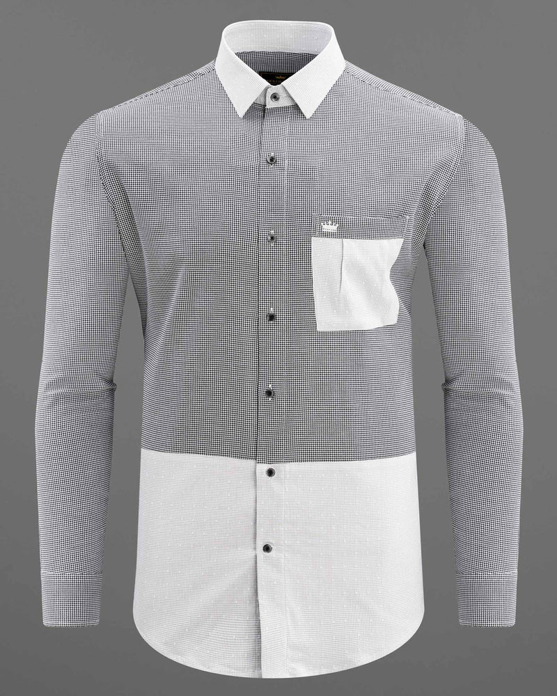 Outer Space Gray with Bright White Half and Half Houndstooth Textured Designer Shirt 7594-BLK-P203-38,7594-BLK-P203-38,7594-BLK-P203-39,7594-BLK-P203-39,7594-BLK-P203-40,7594-BLK-P203-40,7594-BLK-P203-42,7594-BLK-P203-42,7594-BLK-P203-44,7594-BLK-P203-44,7594-BLK-P203-46,7594-BLK-P203-46,7594-BLK-P203-48,7594-BLK-P203-48,7594-BLK-P203-50,7594-BLK-P203-50,7594-BLK-P203-52,7594-BLK-P203-52