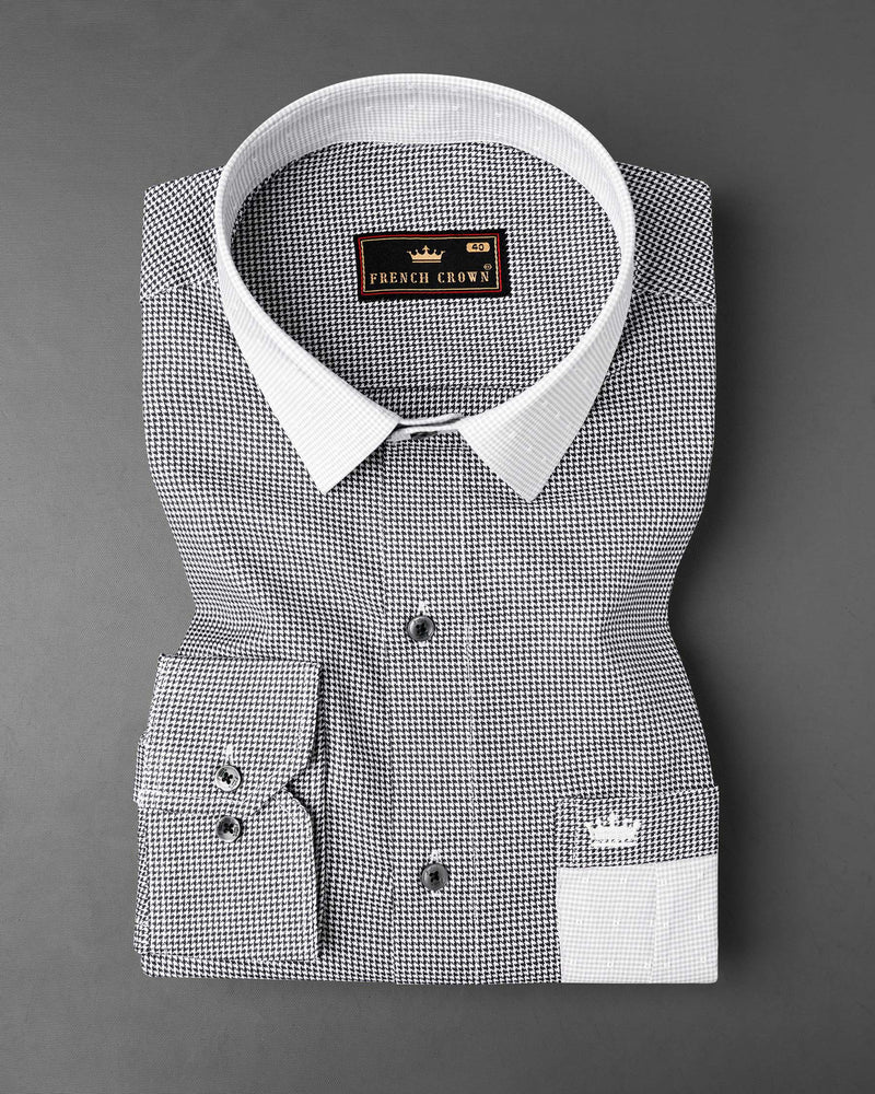 Outer Space Gray with Bright White Half and Half Houndstooth Textured Designer Shirt 7594-BLK-P203-38,7594-BLK-P203-38,7594-BLK-P203-39,7594-BLK-P203-39,7594-BLK-P203-40,7594-BLK-P203-40,7594-BLK-P203-42,7594-BLK-P203-42,7594-BLK-P203-44,7594-BLK-P203-44,7594-BLK-P203-46,7594-BLK-P203-46,7594-BLK-P203-48,7594-BLK-P203-48,7594-BLK-P203-50,7594-BLK-P203-50,7594-BLK-P203-52,7594-BLK-P203-52