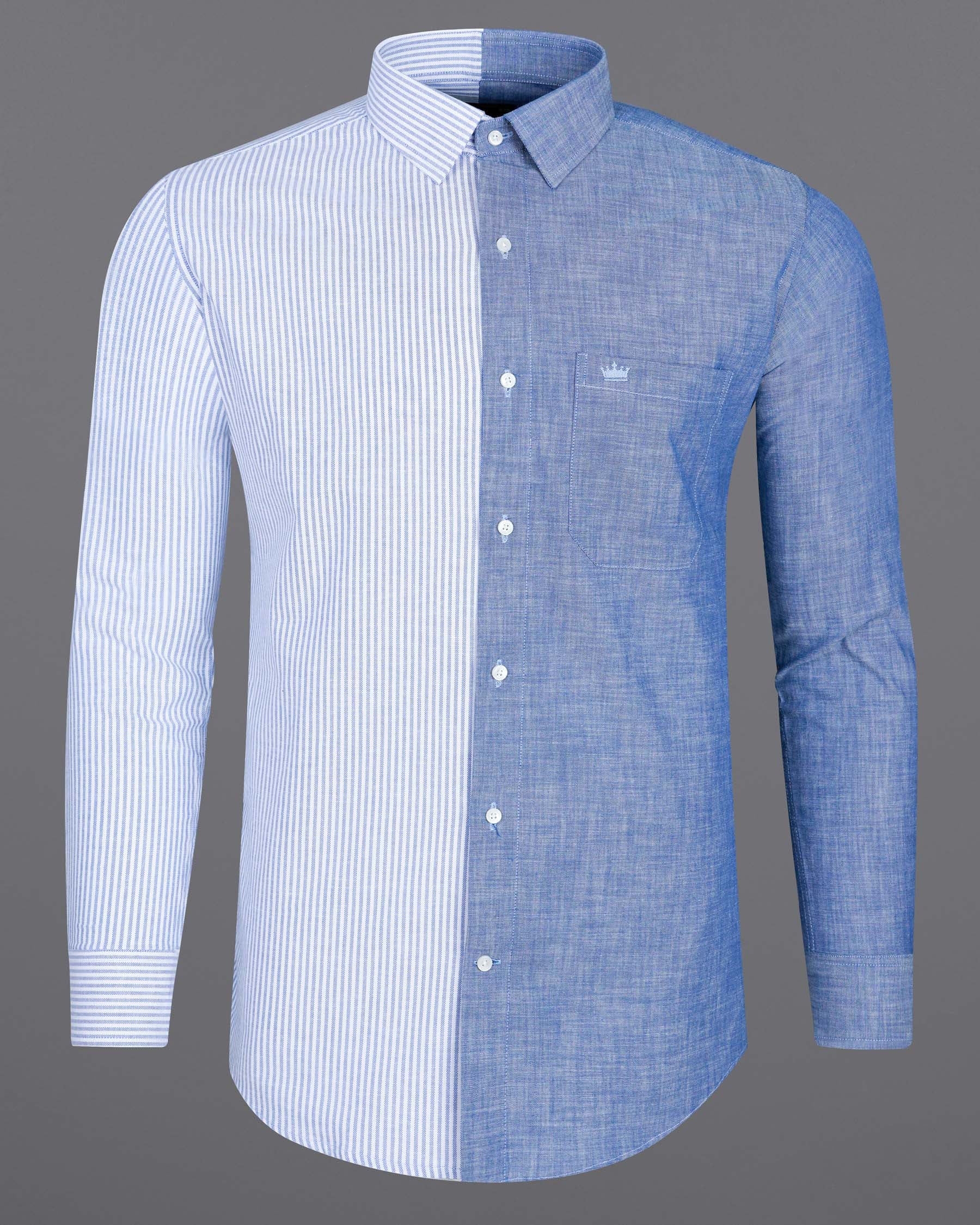 Half Striped Half Yonder Blue Royal Oxford Designer Shirt 7606-38,7606-38,7606-39,7606-39,7606-40,7606-40,7606-42,7606-42,7606-44,7606-44,7606-46,7606-46,7606-48,7606-48,7606-50,7606-50,7606-52,7606-52