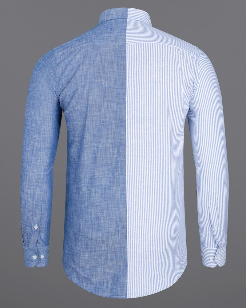 Half Striped Half Yonder Blue Royal Oxford Designer Shirt 7606-38,7606-38,7606-39,7606-39,7606-40,7606-40,7606-42,7606-42,7606-44,7606-44,7606-46,7606-46,7606-48,7606-48,7606-50,7606-50,7606-52,7606-52