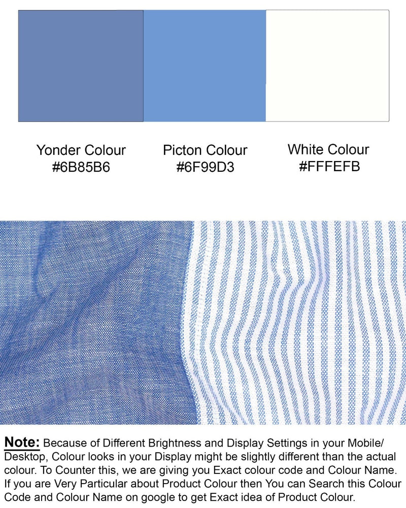 Half Striped Half Yonder Blue Royal Oxford Designer Shirt 7606-38,7606-38,7606-39,7606-39,7606-40,7606-40,7606-42,7606-42,7606-44,7606-44,7606-46,7606-46,7606-48,7606-48,7606-50,7606-50,7606-52,7606-52