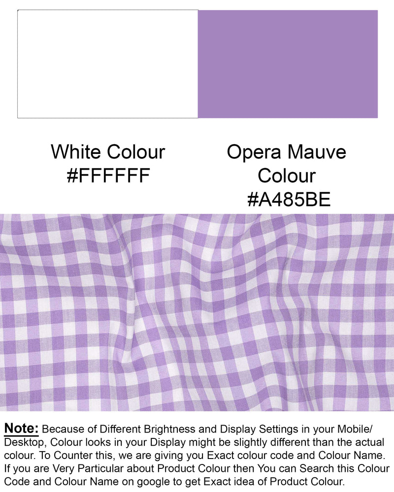 Opera Mauve Purple Gingham Checkered Premium Cotton Shirt