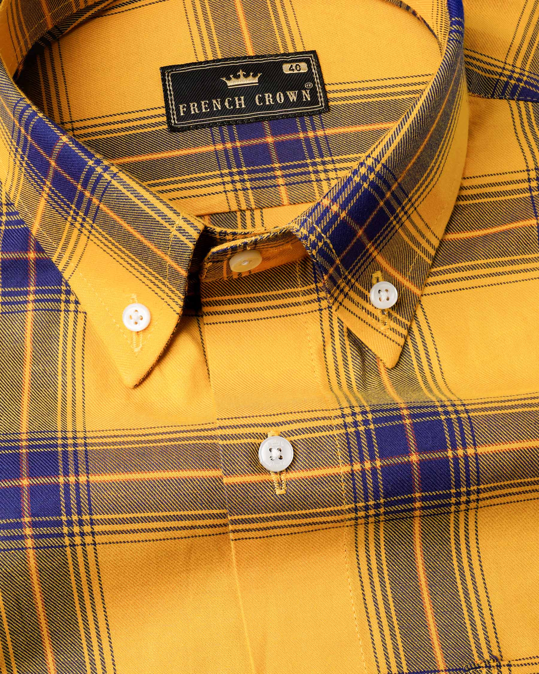 Casablanca Yellow with Meteorite Blue Twill Plaid Premium Cotton Shirt 7609-BD-38,7609-BD-38,7609-BD-39,7609-BD-39,7609-BD-40,7609-BD-40,7609-BD-42,7609-BD-42,7609-BD-44,7609-BD-44,7609-BD-46,7609-BD-46,7609-BD-48,7609-BD-48,7609-BD-50,7609-BD-50,7609-BD-52,7609-BD-52