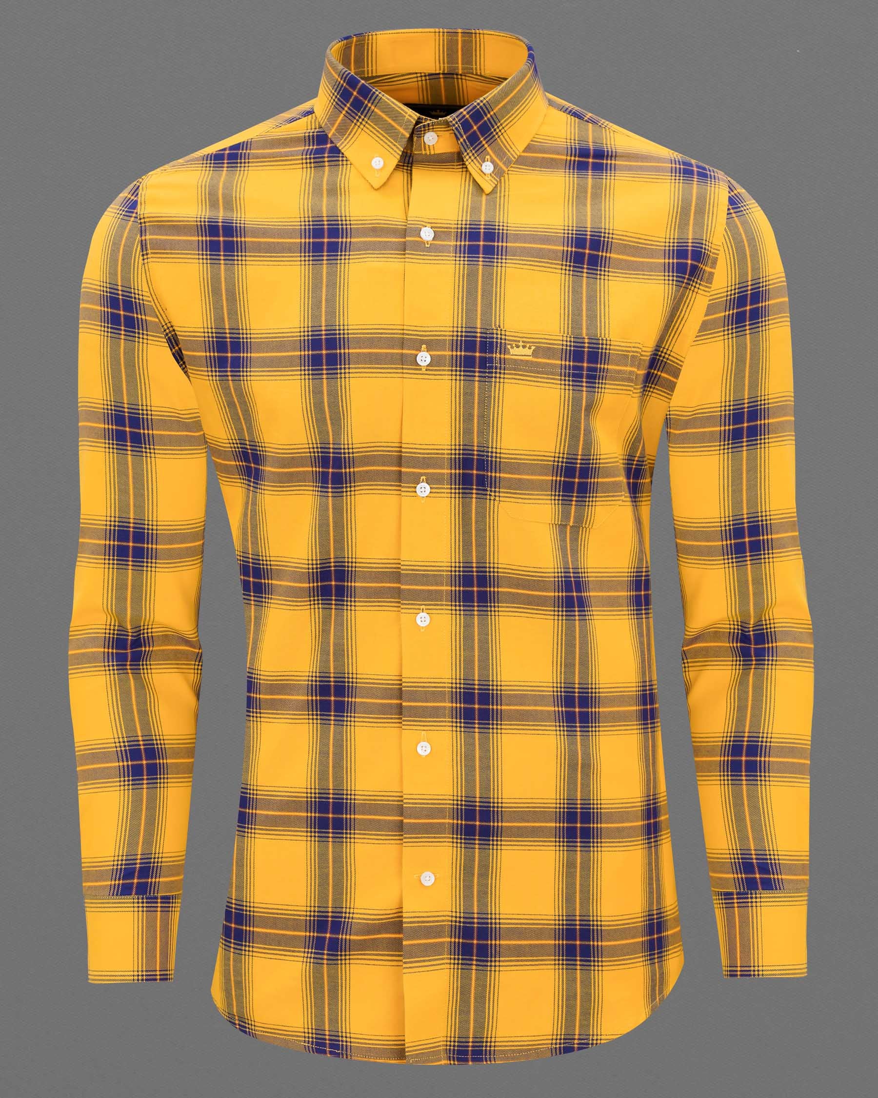 Casablanca Yellow with Meteorite Blue Twill Plaid Premium Cotton Shirt 7609-BD-38,7609-BD-38,7609-BD-39,7609-BD-39,7609-BD-40,7609-BD-40,7609-BD-42,7609-BD-42,7609-BD-44,7609-BD-44,7609-BD-46,7609-BD-46,7609-BD-48,7609-BD-48,7609-BD-50,7609-BD-50,7609-BD-52,7609-BD-52